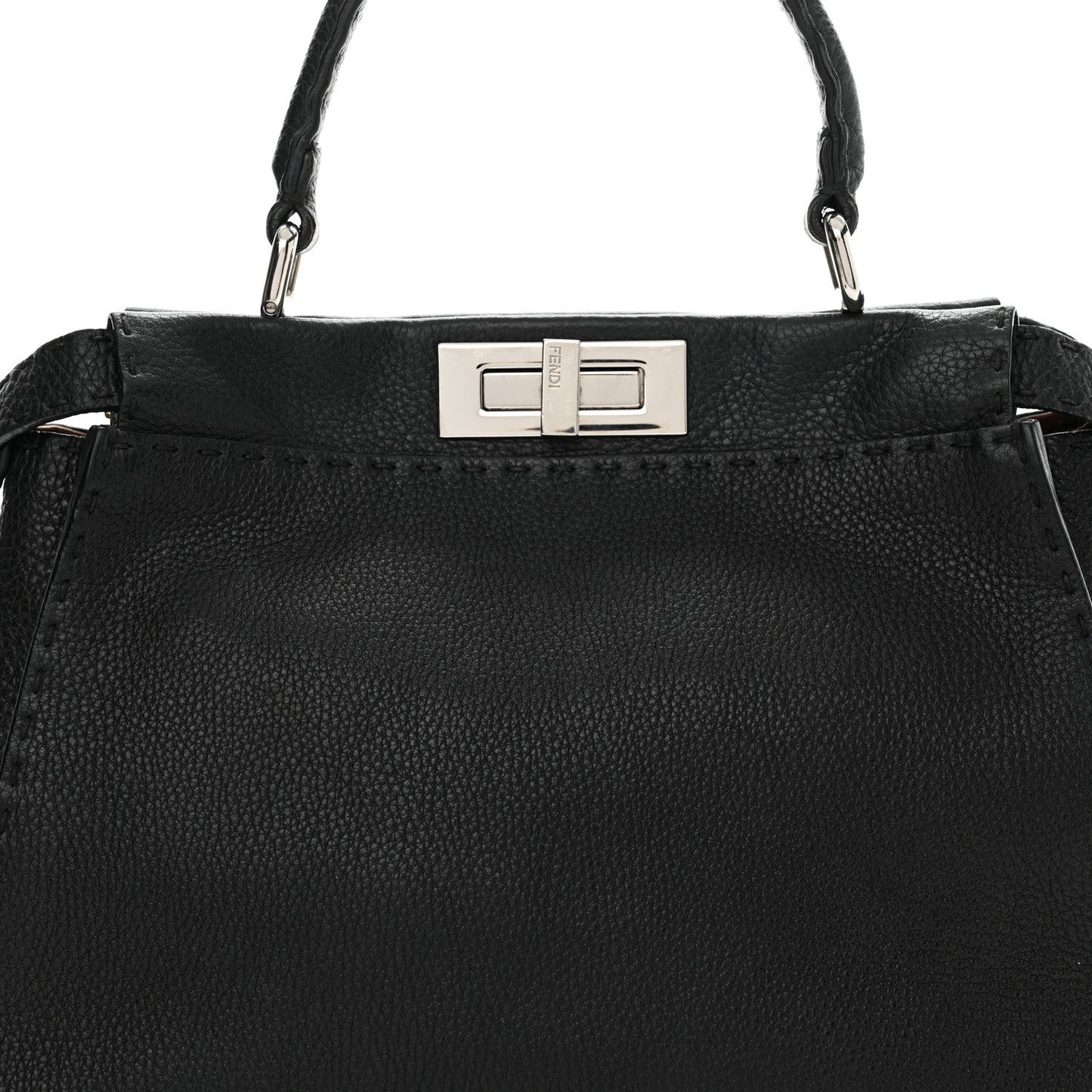 Cuoio Romano Selleria Bi-Color Medium Peekaboo Iconic Satchel Black Mou