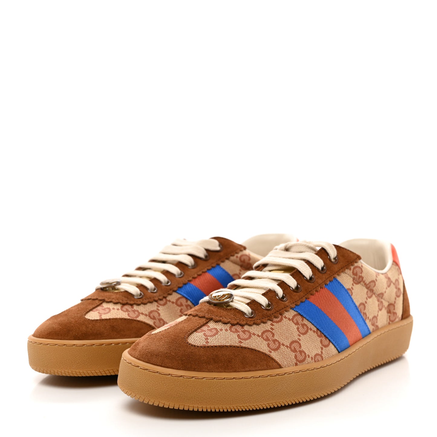 GG Monogram Suede Web Mens G74 Sneakers 11 Beige Ruggine Cuir