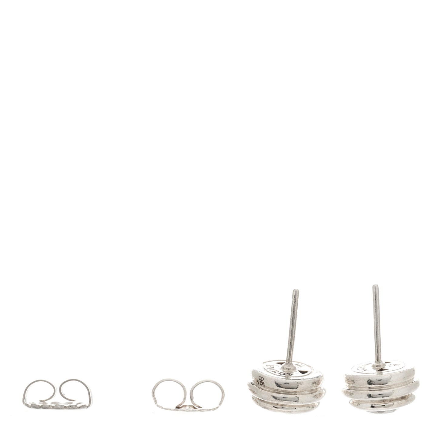 Sterling Silver White Topaz Batu Bedeg Round Earrings