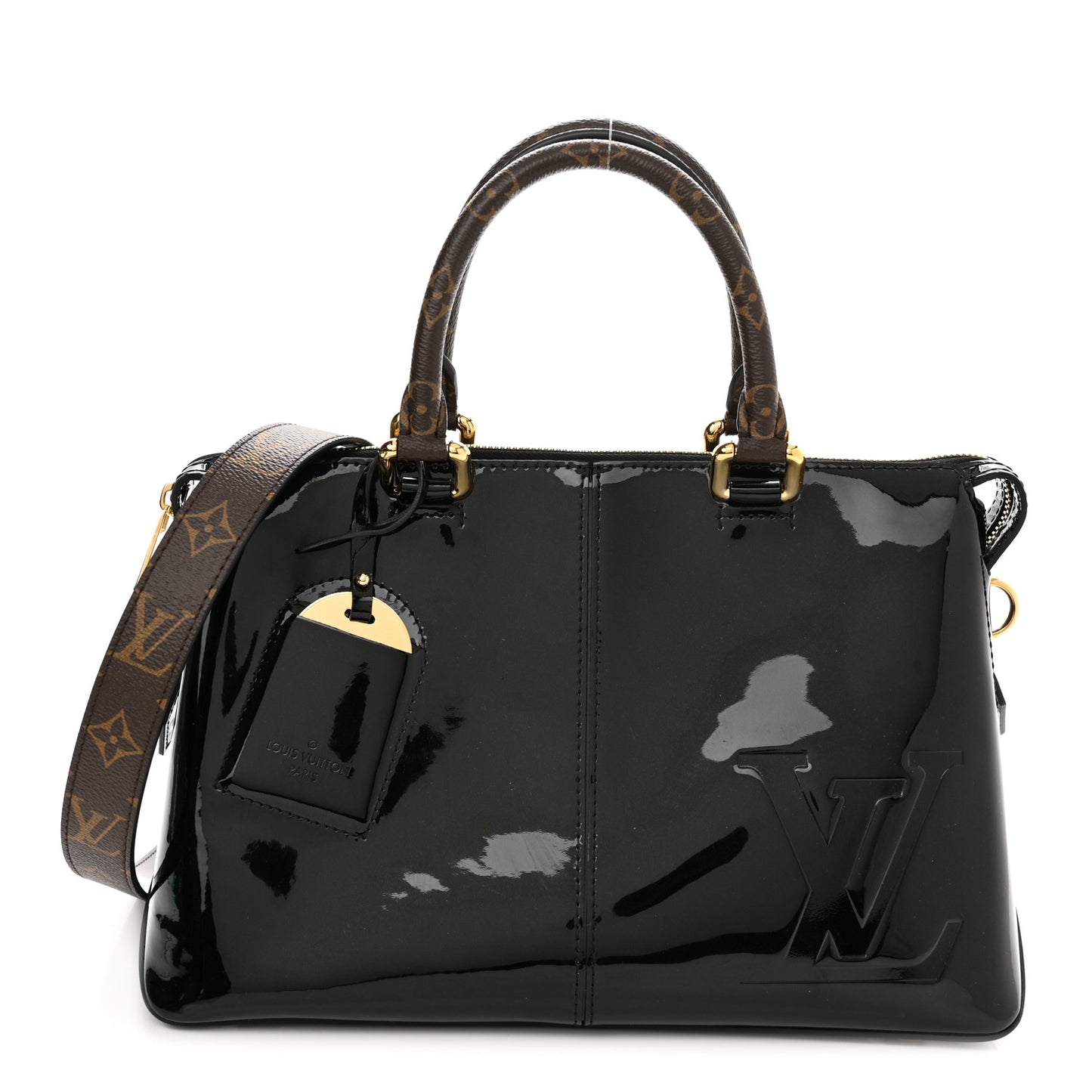 Patent Calfskin Miroir Tote Black