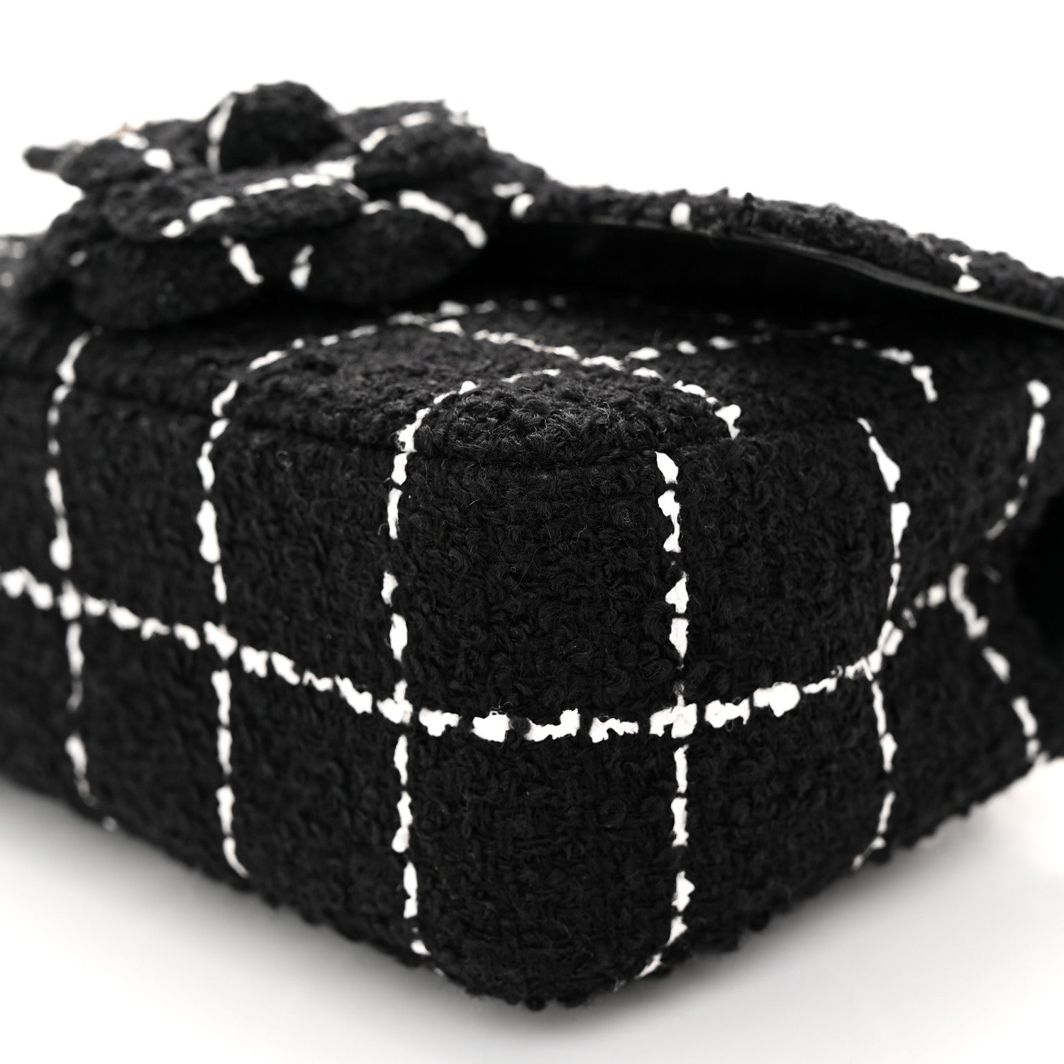 Chanel Tweed Quilted Small Camellia Flap Black Pink 10 of 10