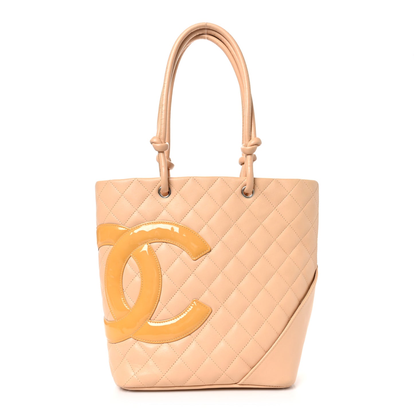 Calfskin Quilted Medium Cambon Tote Beige