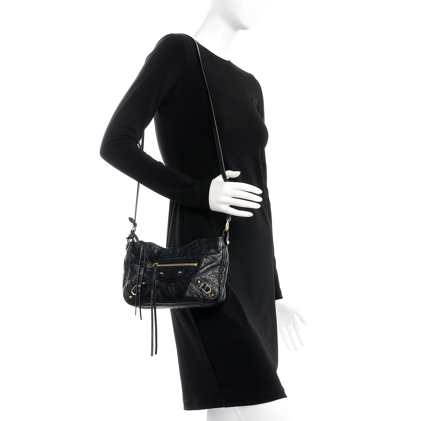 Agneau Classic Gold Hardware Hip Black