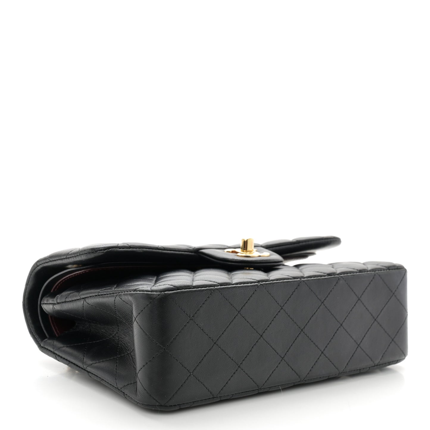 Lambskin Quilted Small Double Flap Black