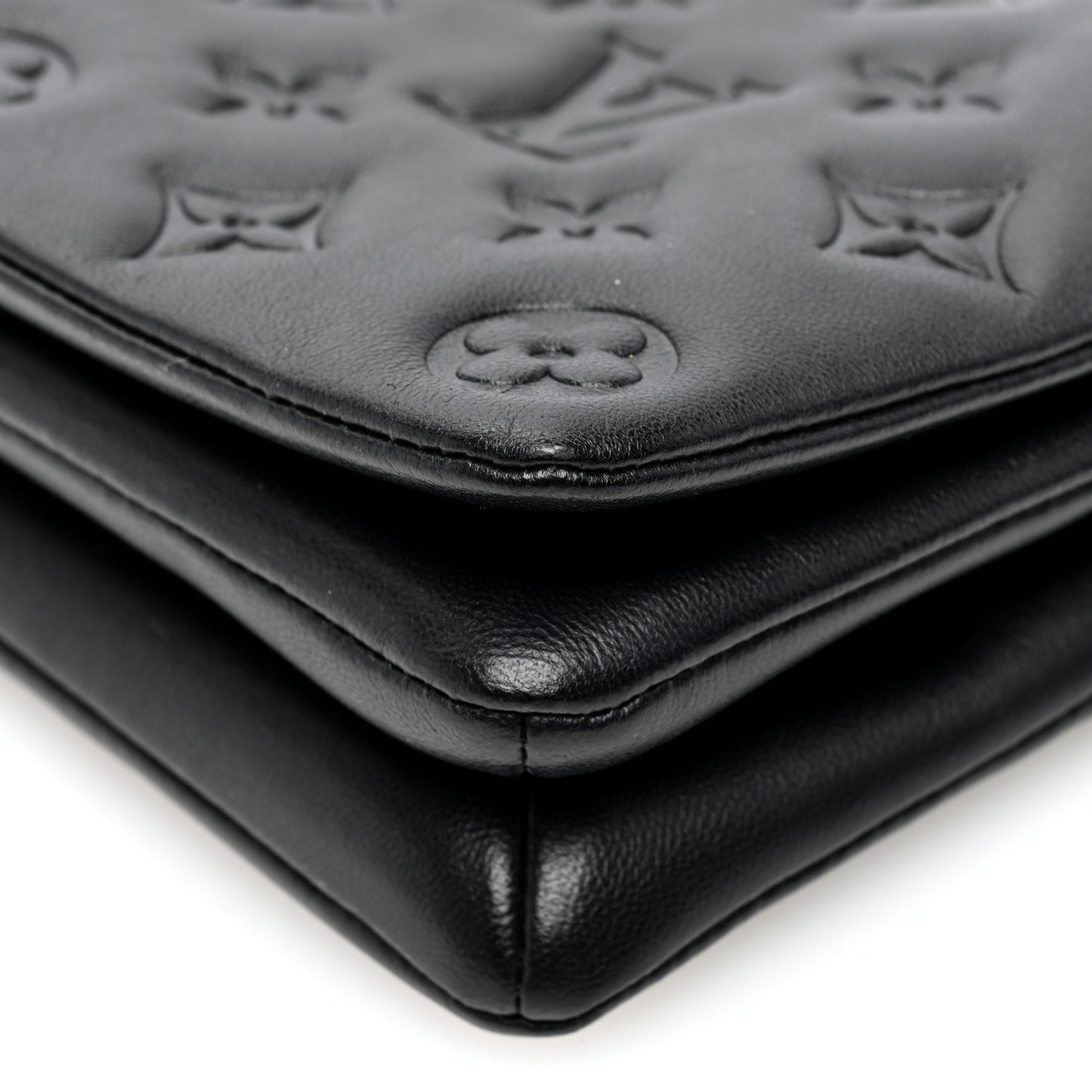 Lambskin Embossed Monogram Pochette Coussin Black