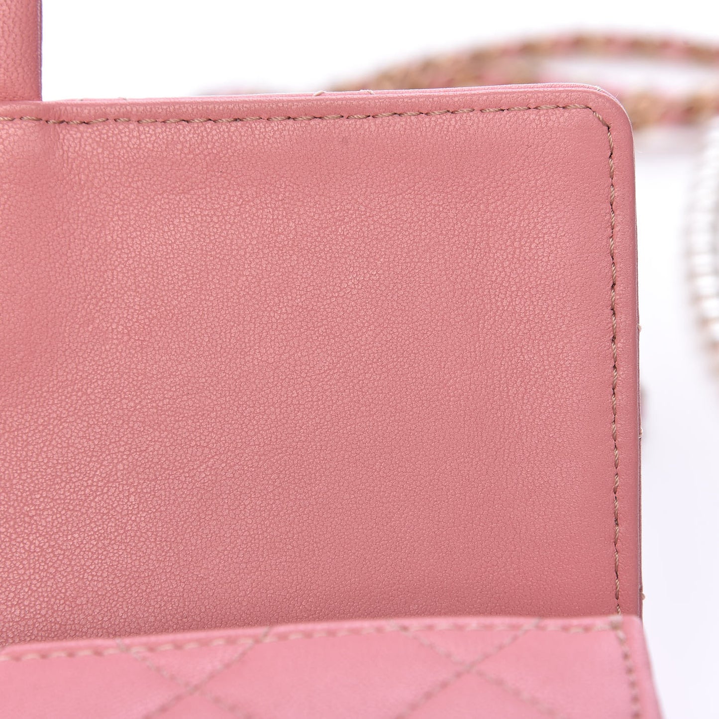 Lambskin Quilted Pearl Chain Flap Bag Pink