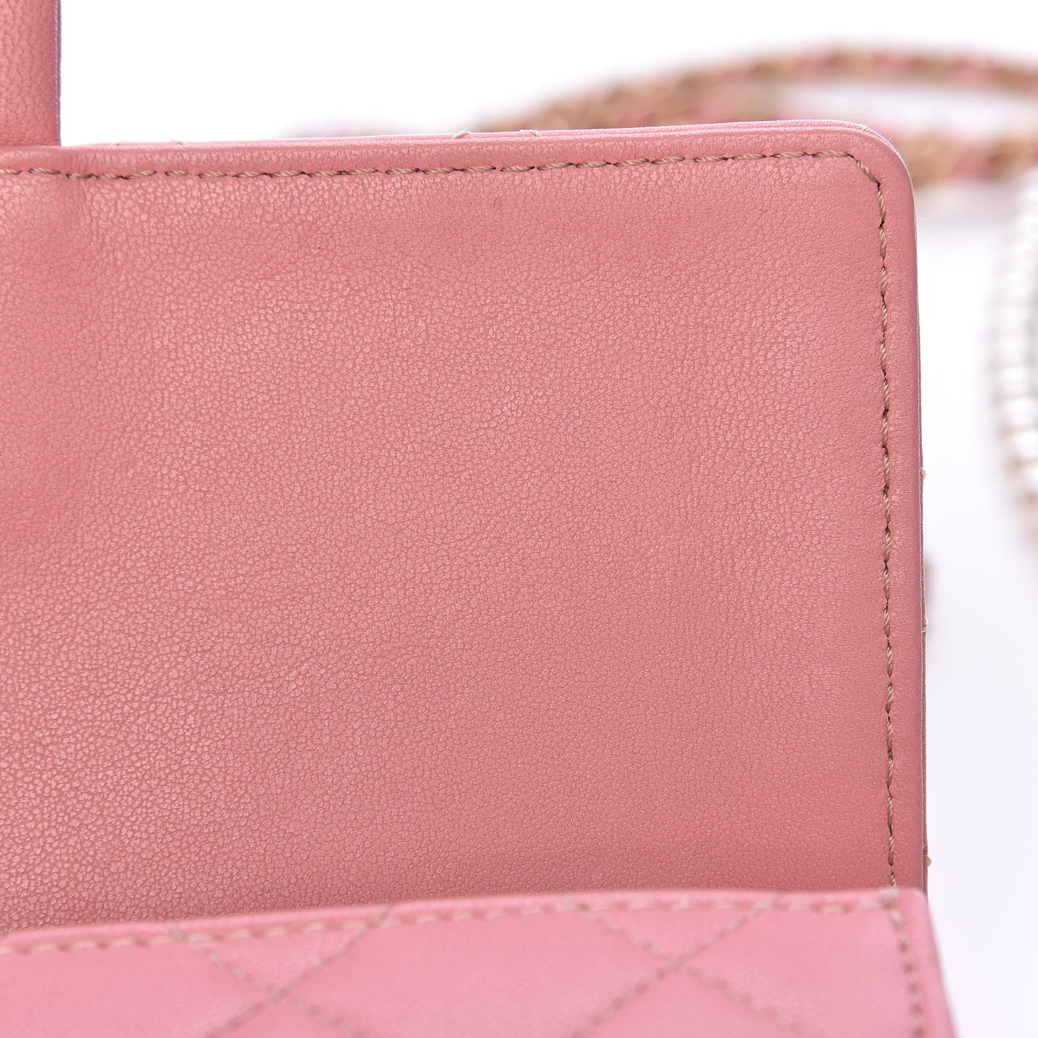 Chanel Lambskin Quilted Pearl Chain Flap Bag Pink 13 of 14