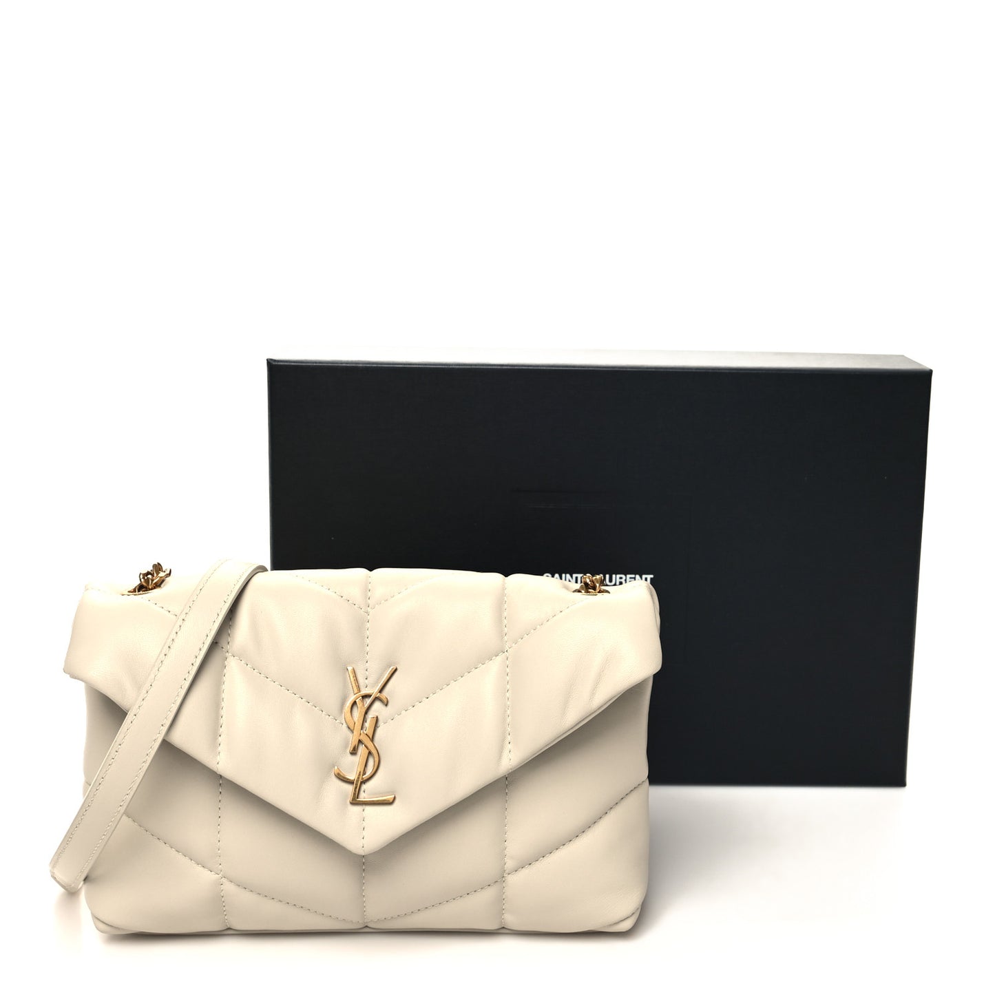 Lambskin Quilted Toy Loulou Puffer Monogram Chain Satchel Crema Soft