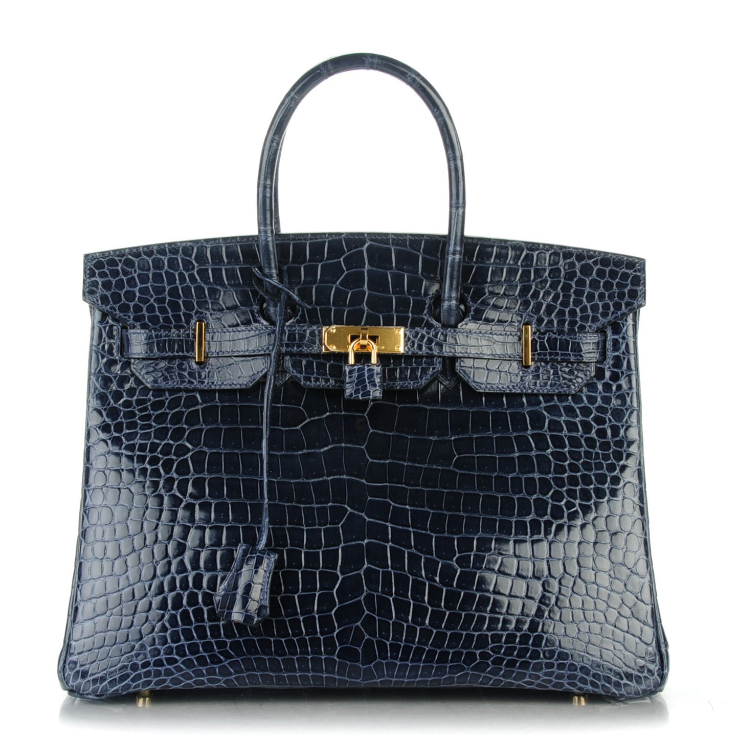 Shiny Porosus Crocodile Birkin 35 Bleu Abysse