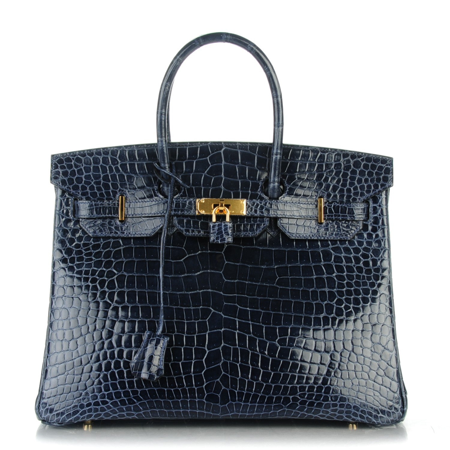 Hermes Shiny Porosus Crocodile Birkin 35 Bleu Abysse 1 of 27