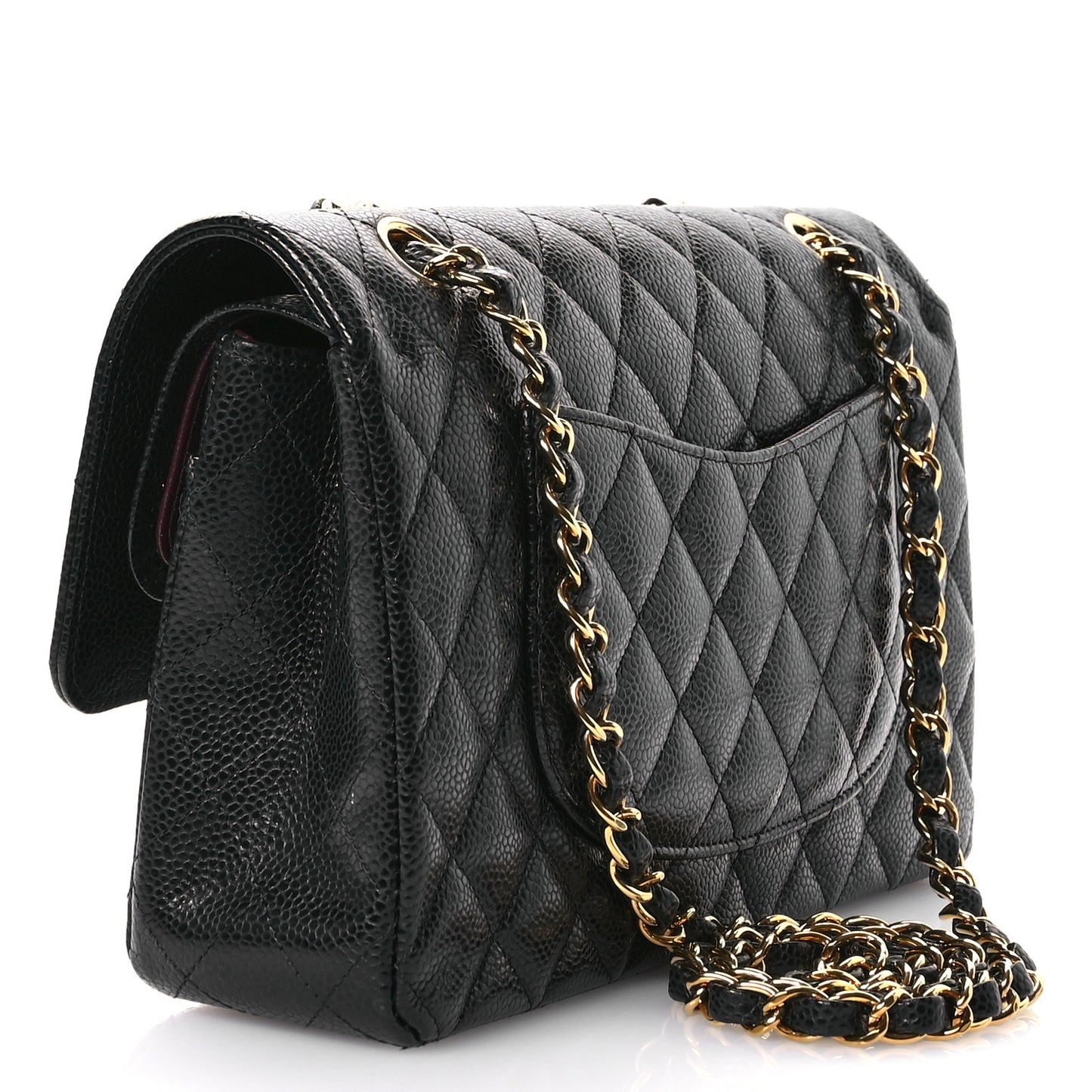 Caviar Quilted Medium Double Flap Black