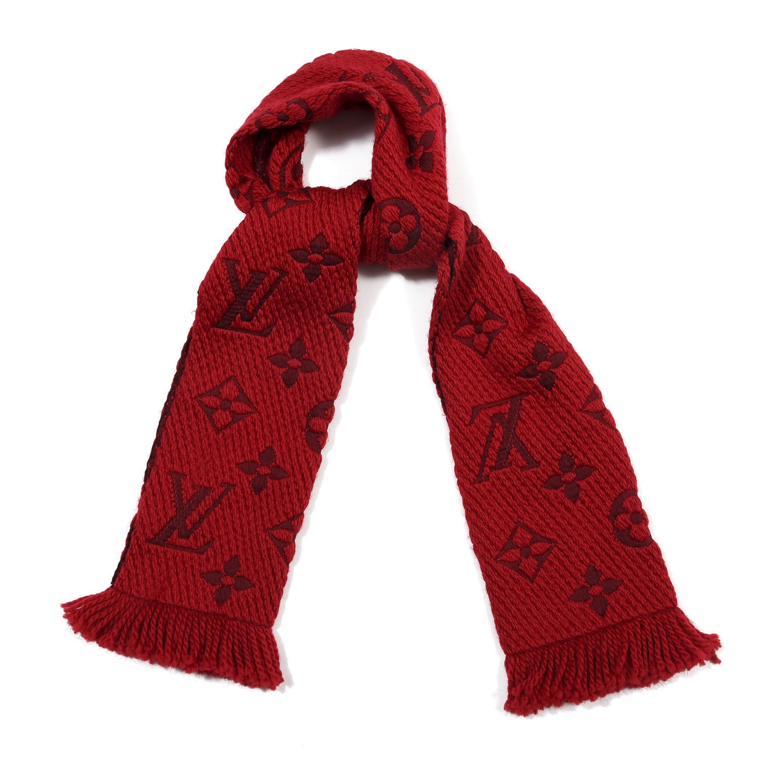 Louis Vuitton Wool Silk Logomania Scarf Rubis 1 of 3