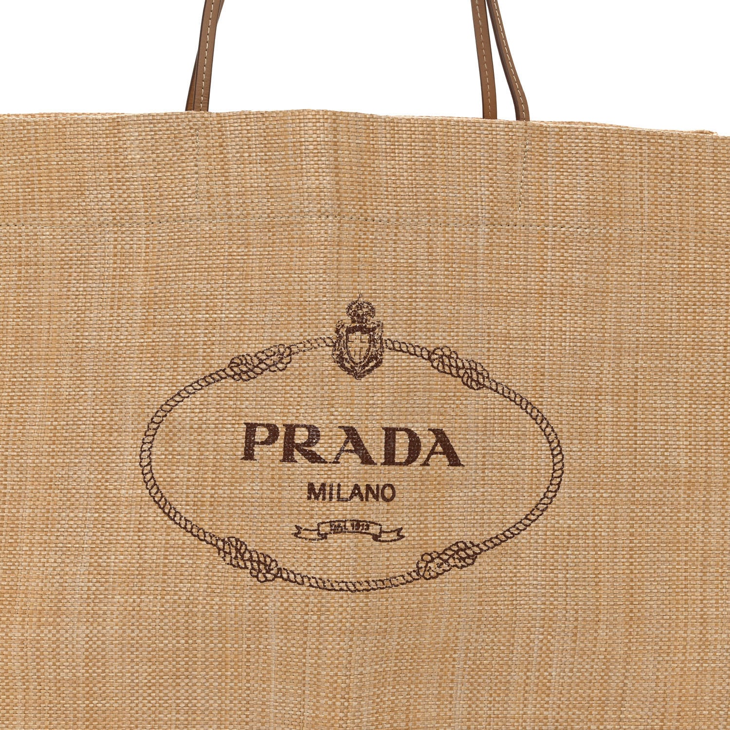 Prada Raffia Logo Tote Naturale 7 of 9