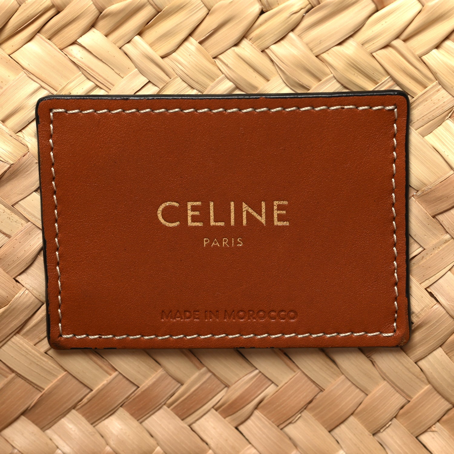 Celine Raffia Calfskin Triomphe Medium Panier Tan 6 of 9