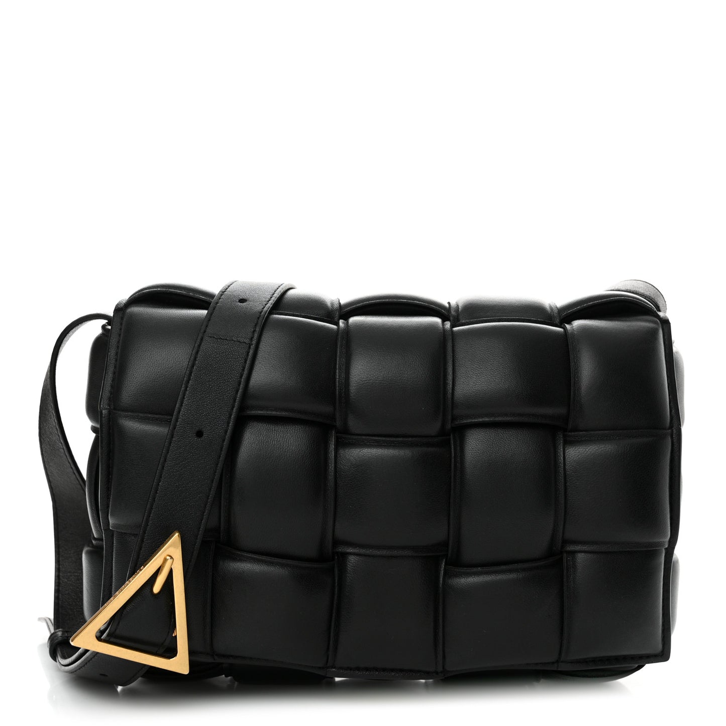 Nappa Maxi Intreccio Padded Cassette Crossbody Bag Black
