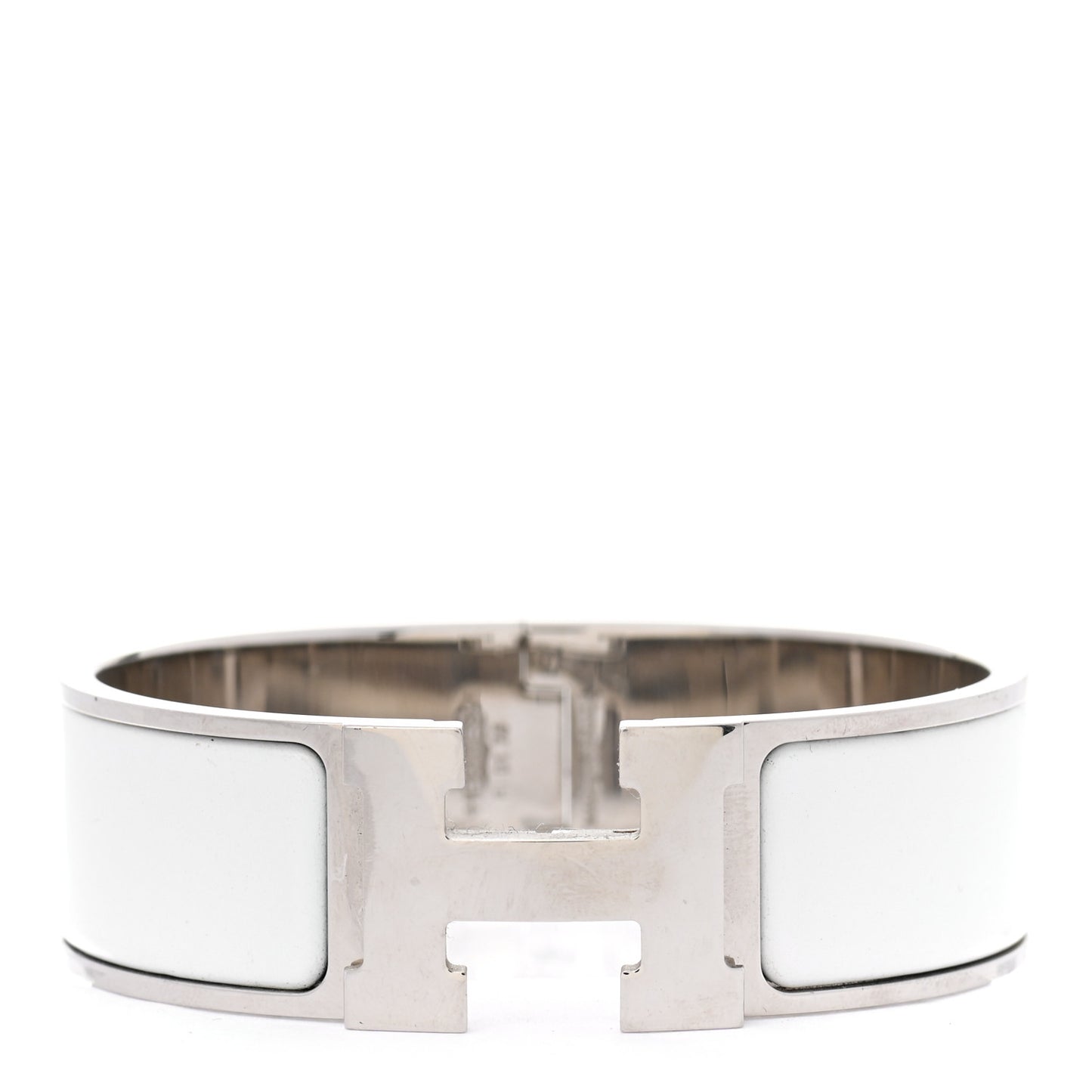 Enamel Wide Clic Clac H Bracelet GM White