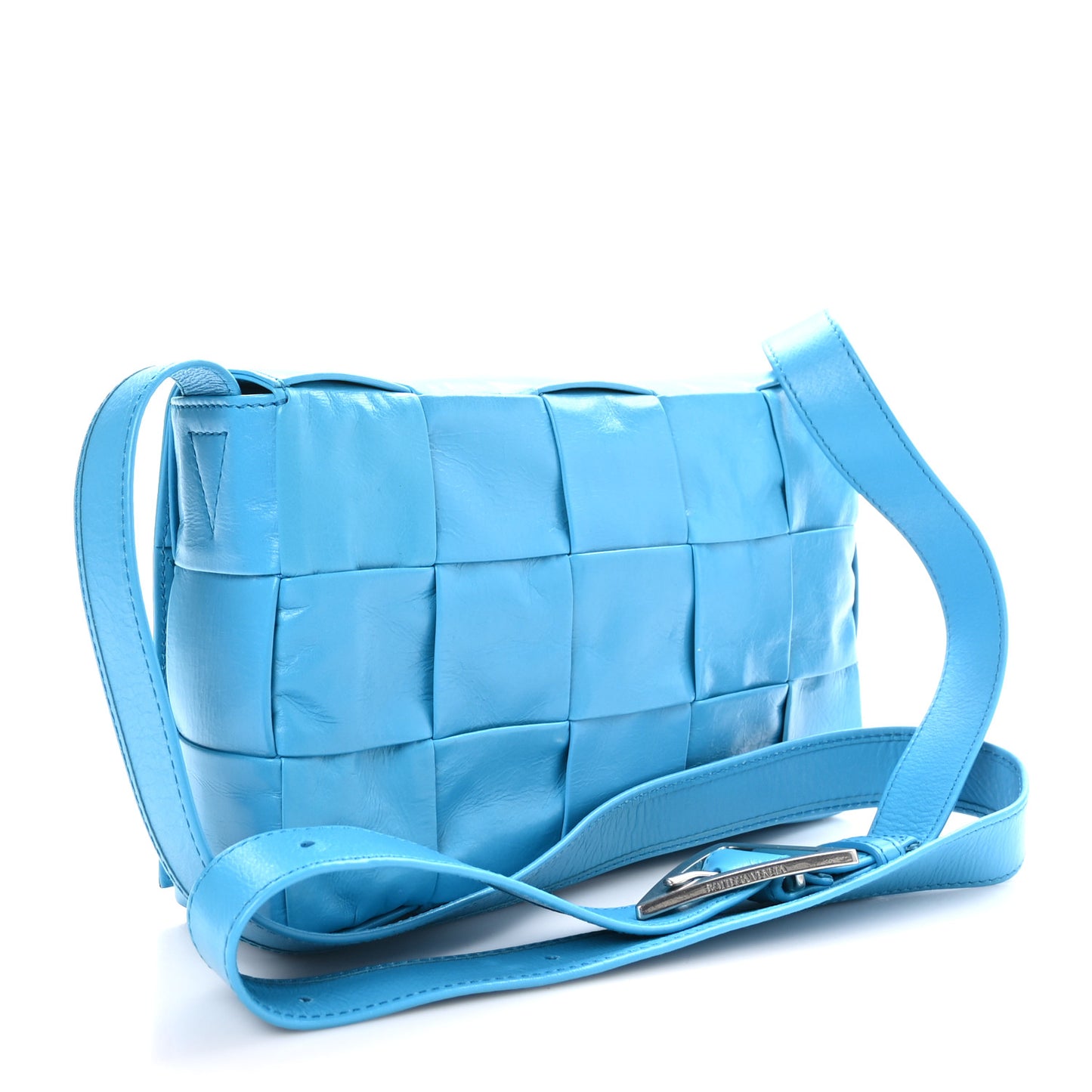 Paper Calfskin Maxi Intreccio Cassette Crossbody Bag Pool