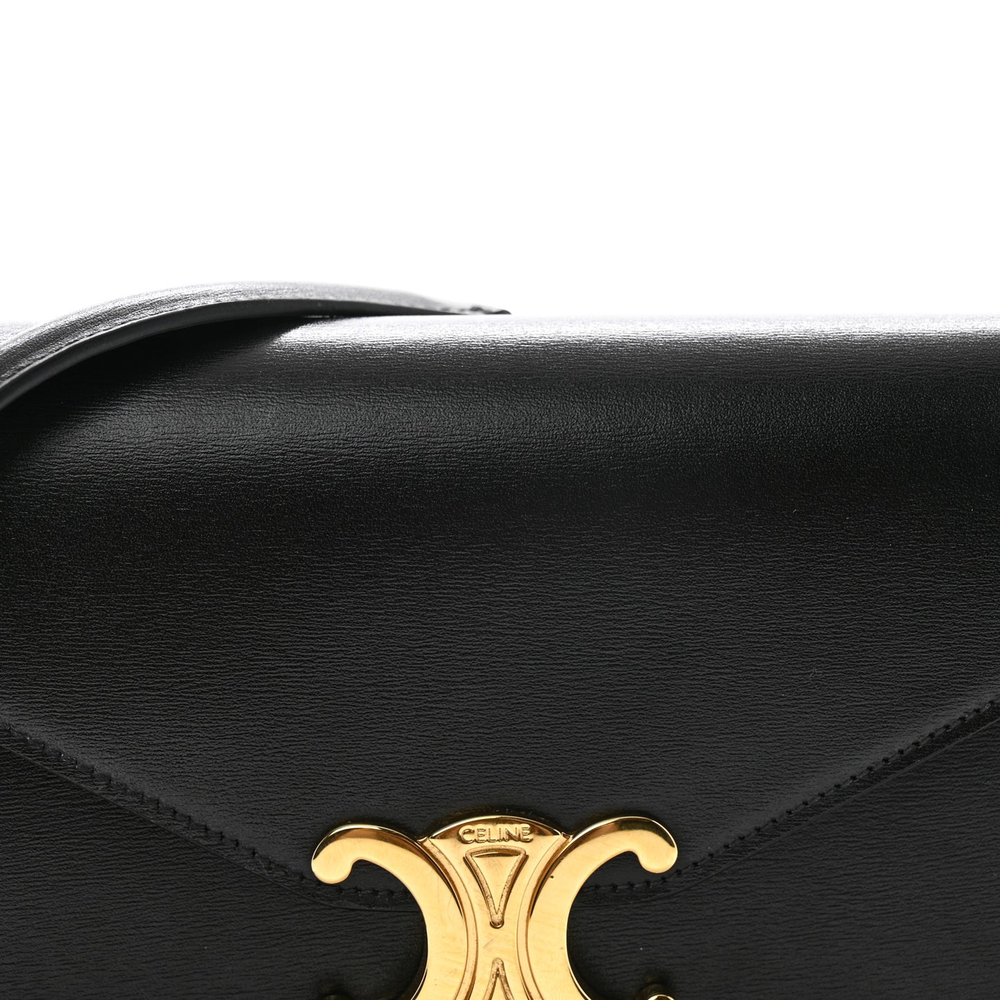 Shiny Calfskin Triomphe Margo Wallet on Chain Black