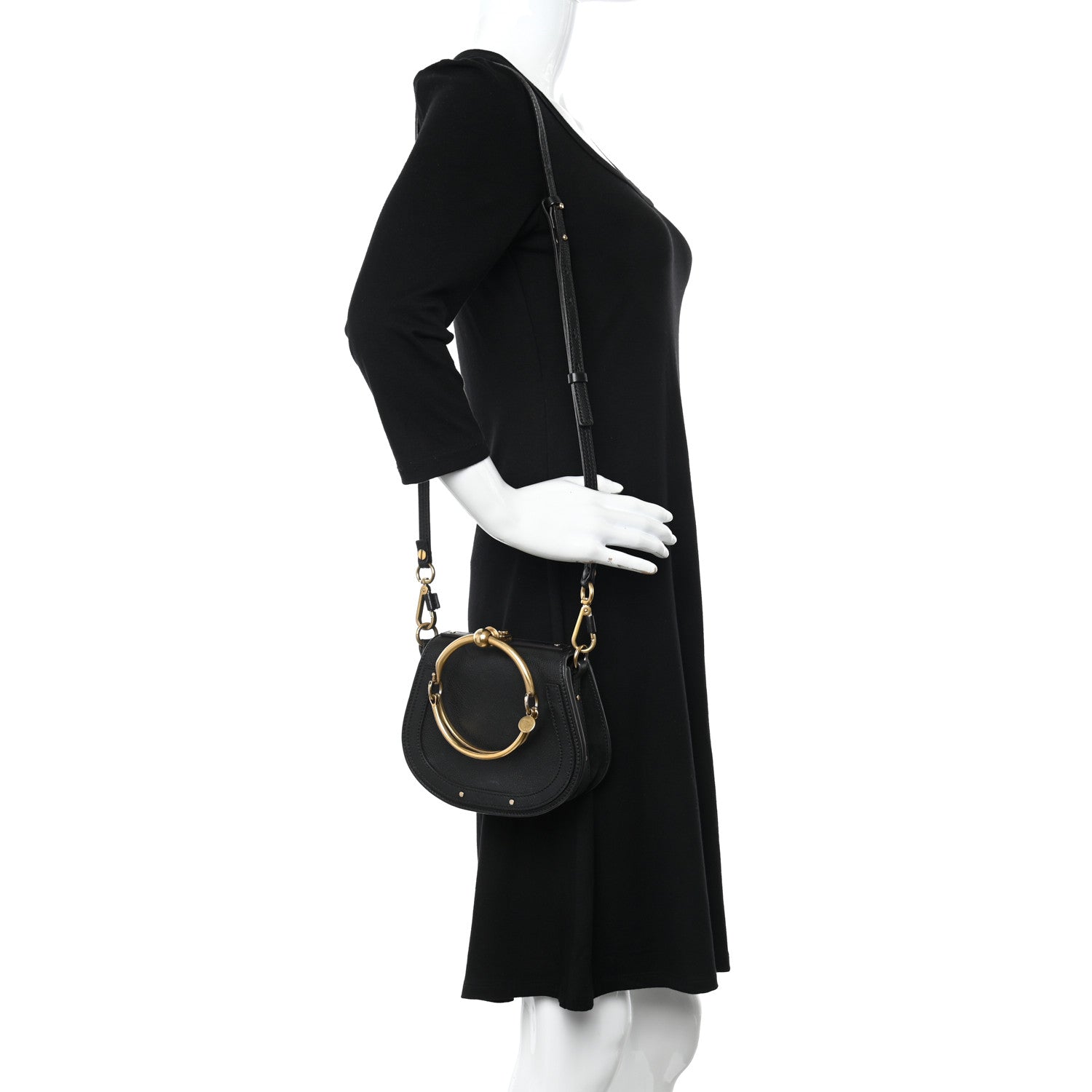 Chloe Calfskin Suede Small Nile Bracelet Bag Black 2 of 11