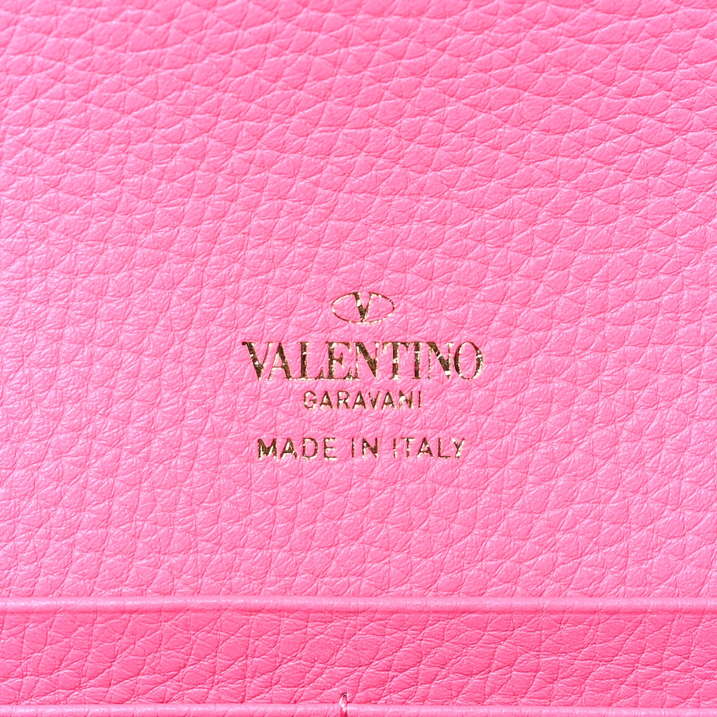 Pebbled Calfskin Rockstud Flip Lock Wallet On Chain Feminine Pink