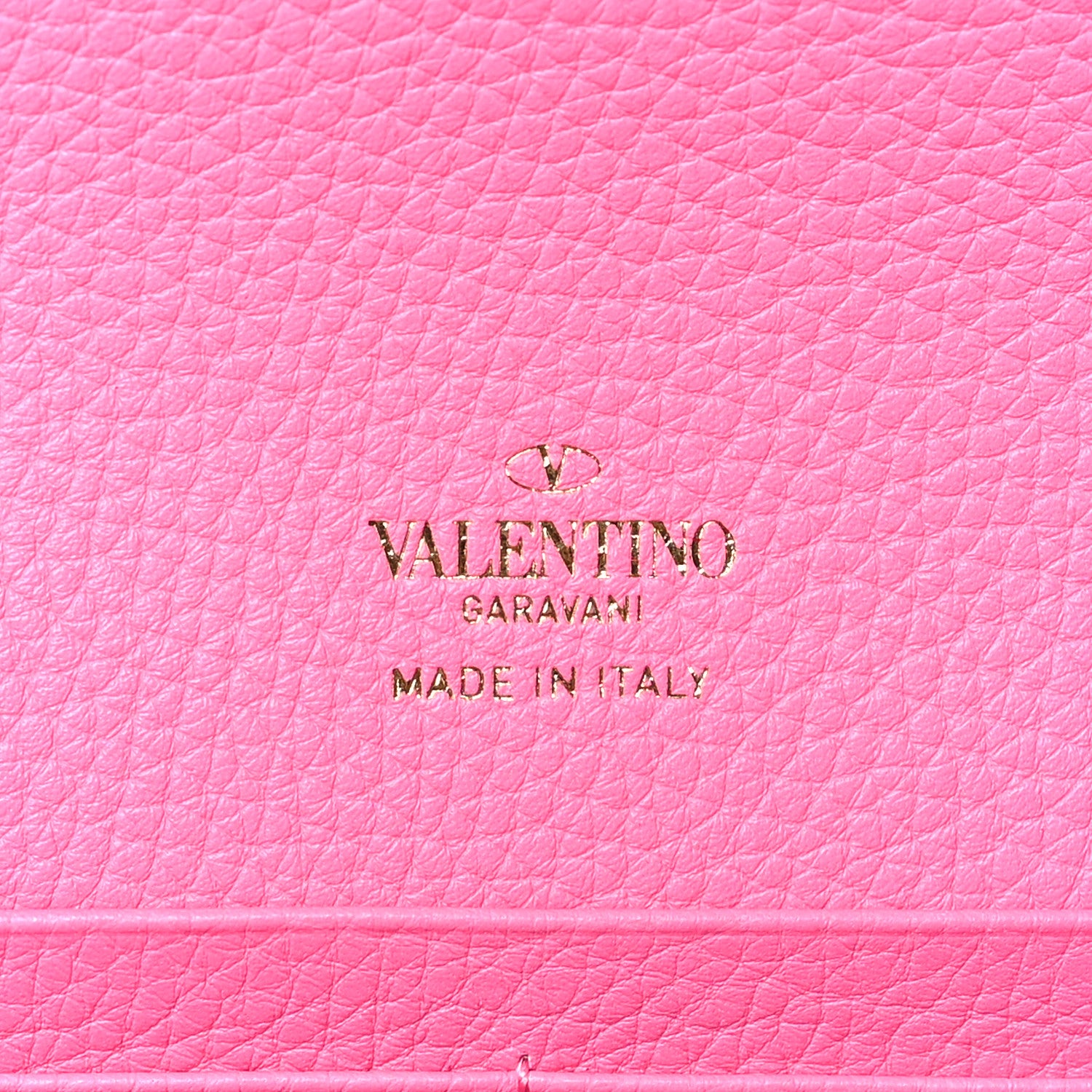 Valentino Garavani Pebbled Calfskin Rockstud Flip Lock Wallet On Chain Feminine Pink 6 of 8