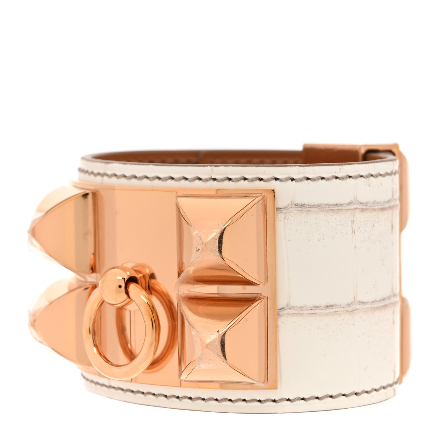 Matte Niloticus Crocodile Himalaya Collier De Chien CDC Bracelet T1 Blanc