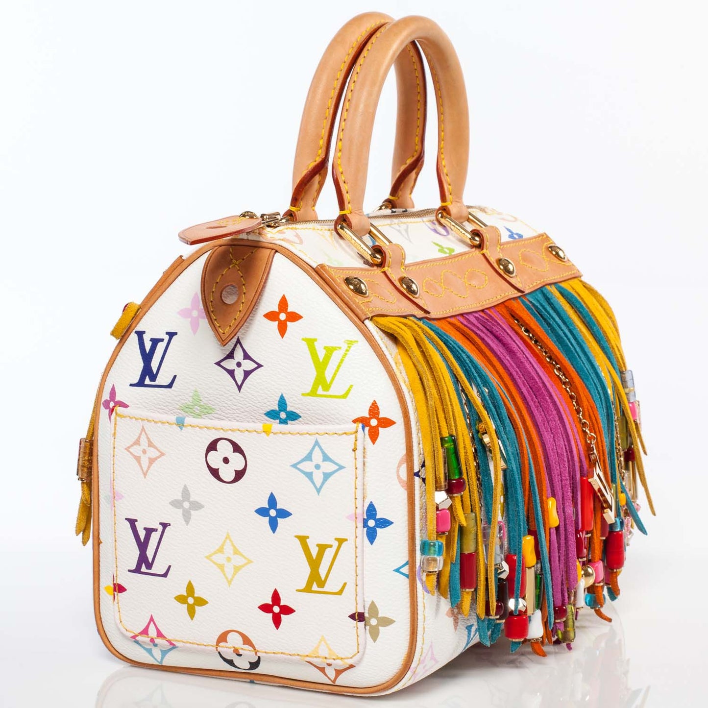 Monogram Multicolor Fringe Speedy 25 White