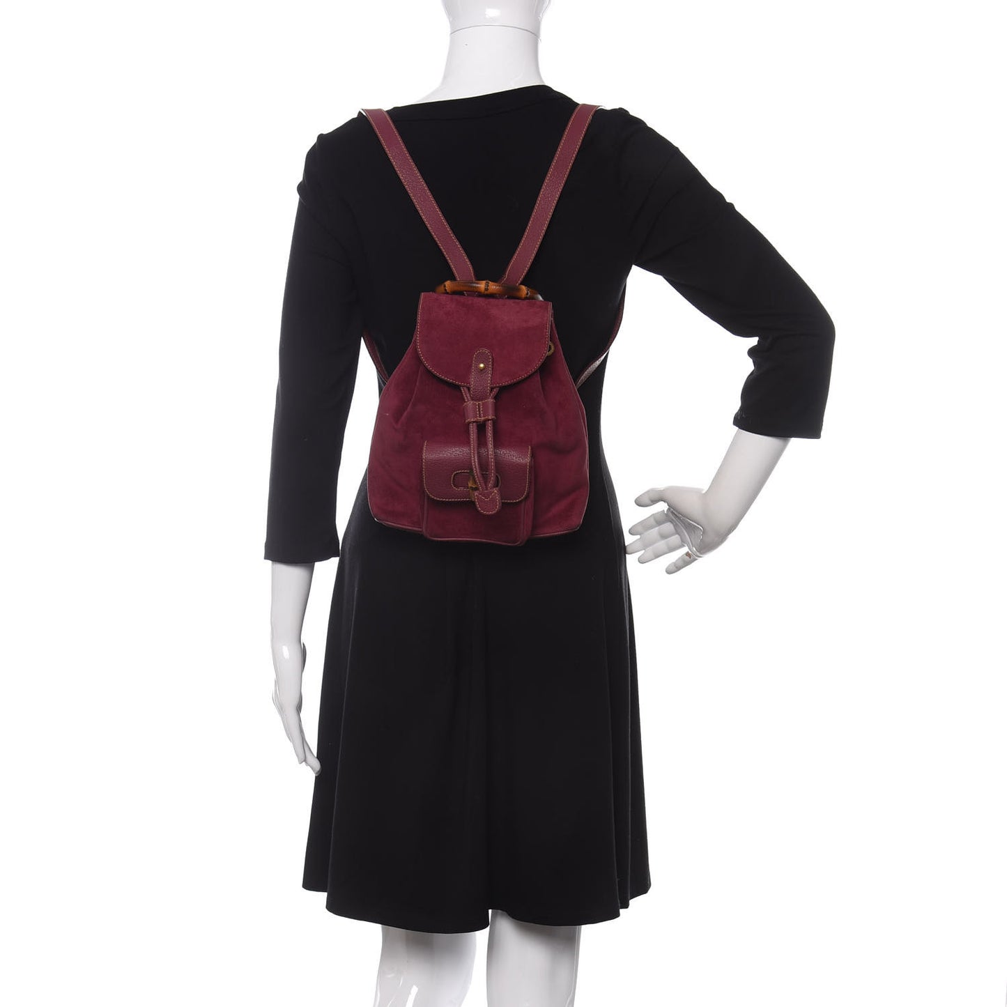Suede Calfskin Bamboo Backpack Purple