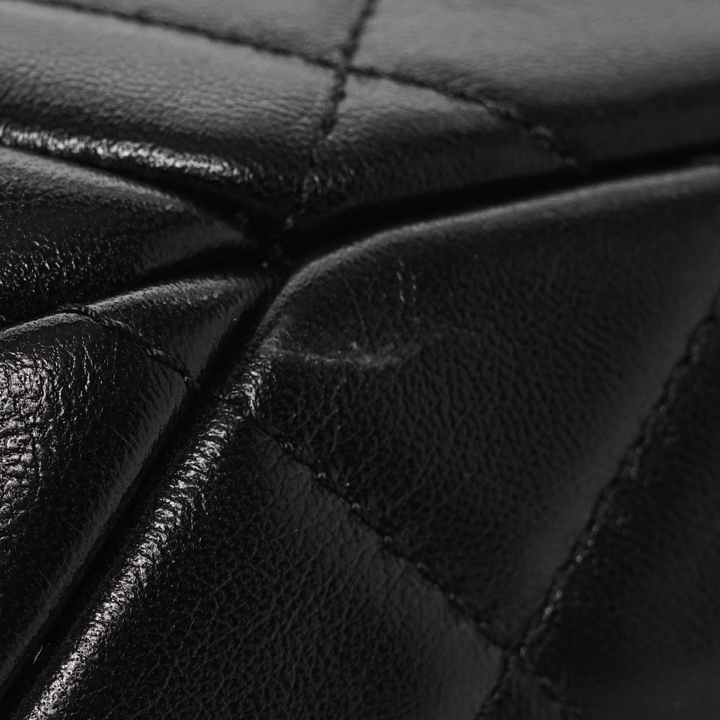 Lambskin Quilted Diamond Lock Flap Black