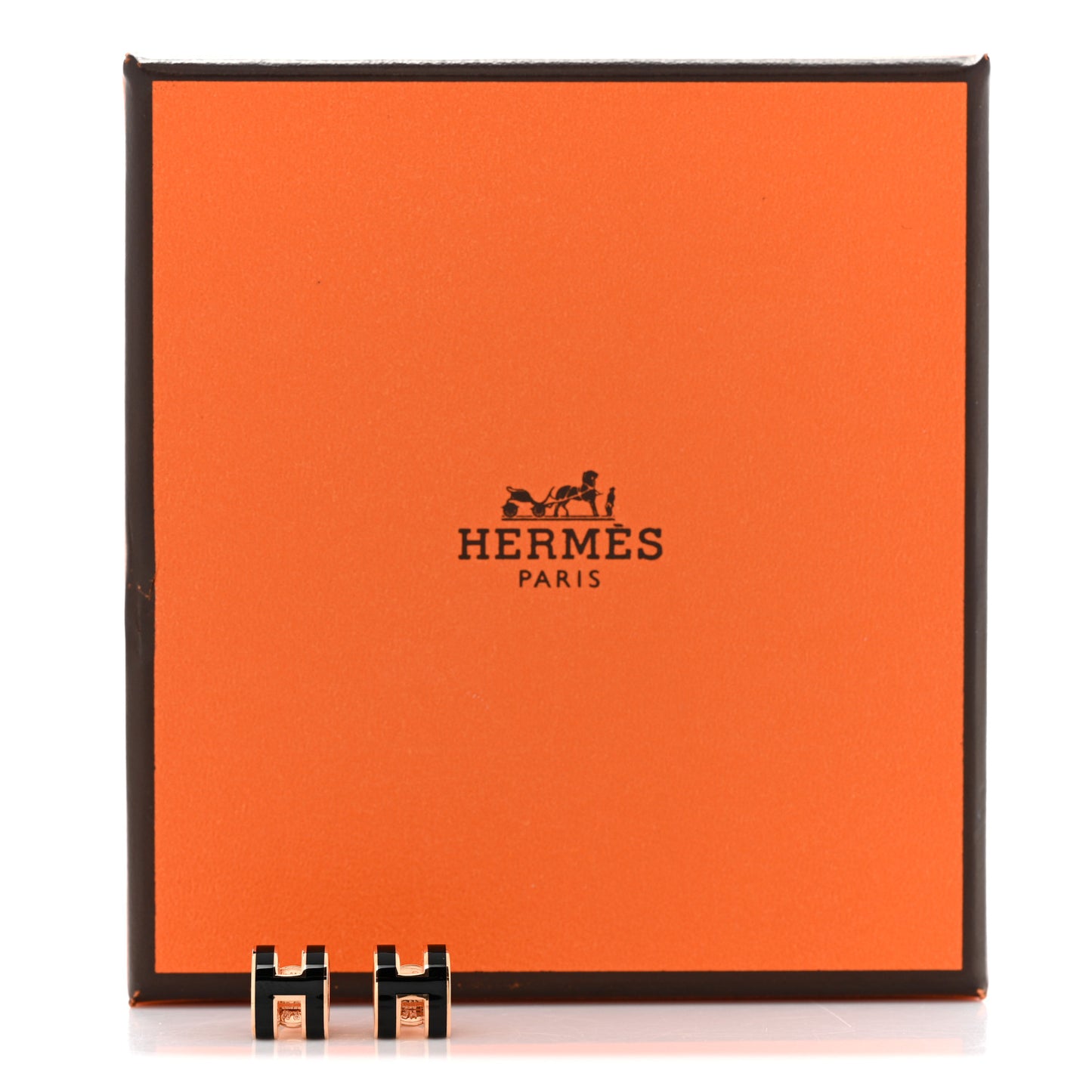 Rose Gold Lacquered Mini Pop H Earrings Black