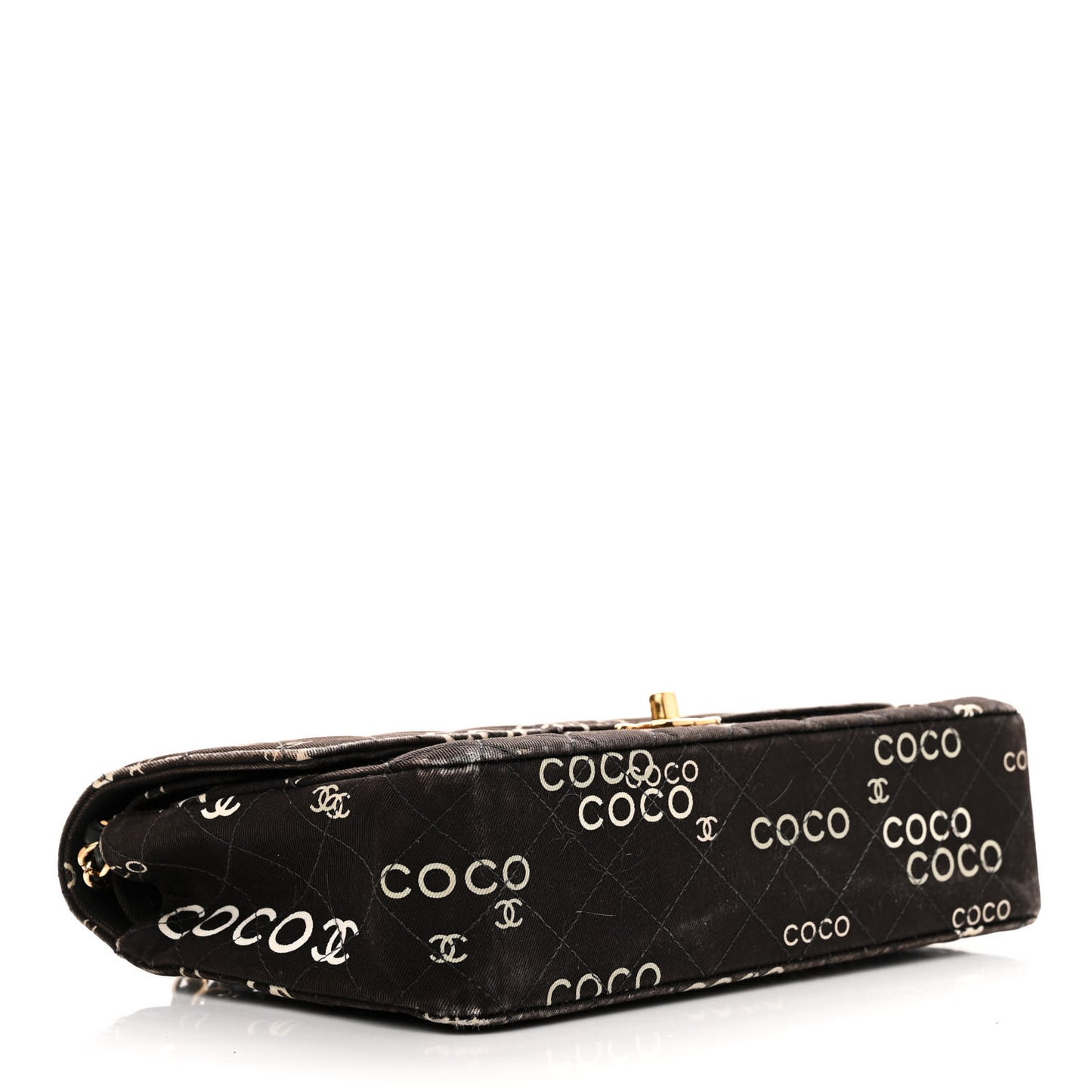 Canvas Coco Printed Quilted Medium Double Flap Black White