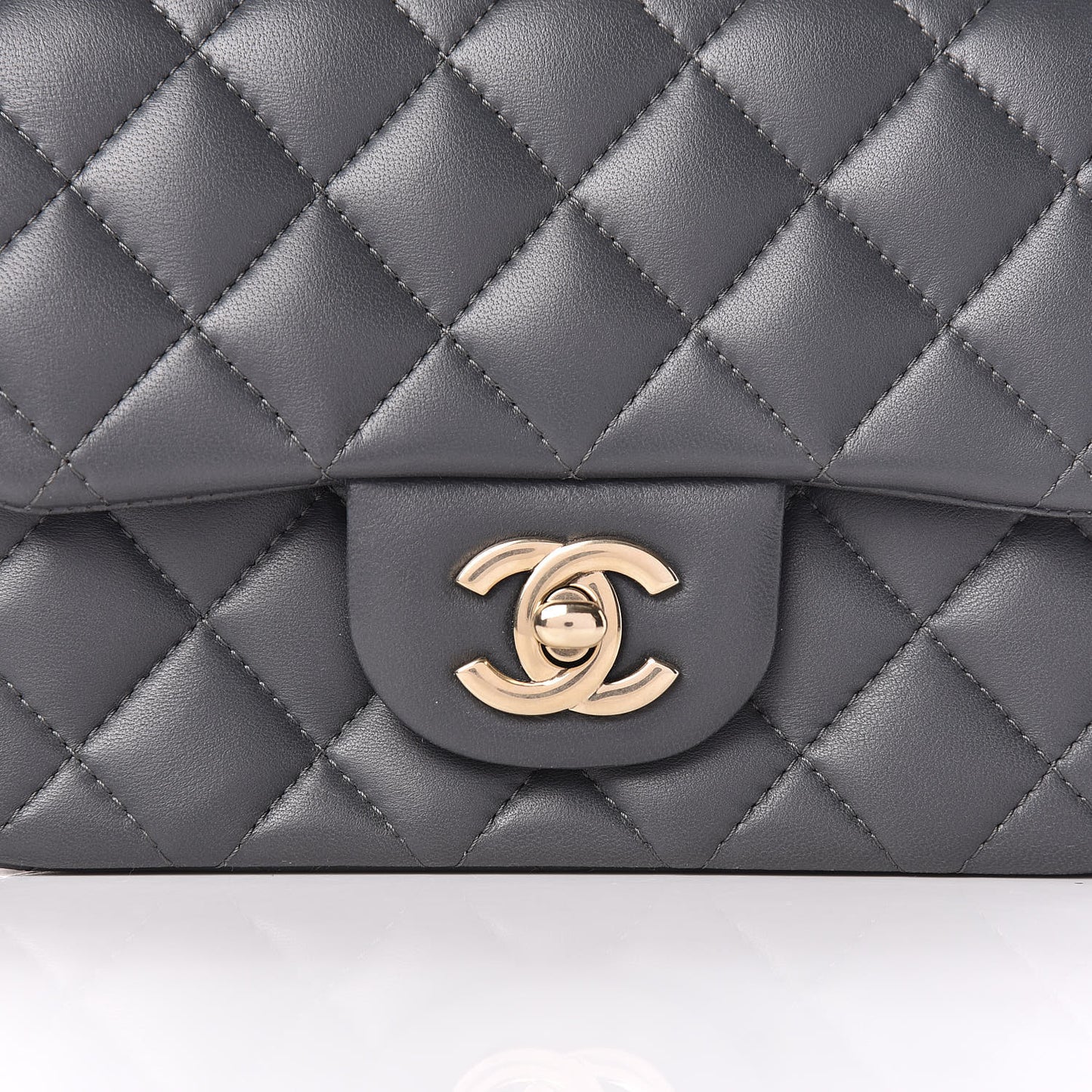 Lambskin Quilted Mini Square Flap Dark Grey