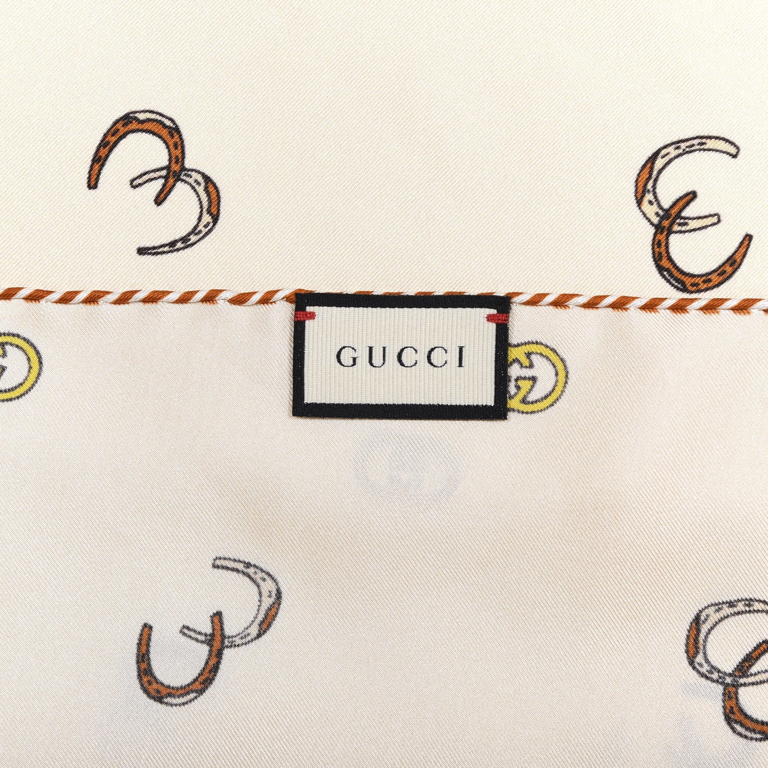 Gucci Silk Twill Poket Logos Pocket Square Ivory 3 of 4