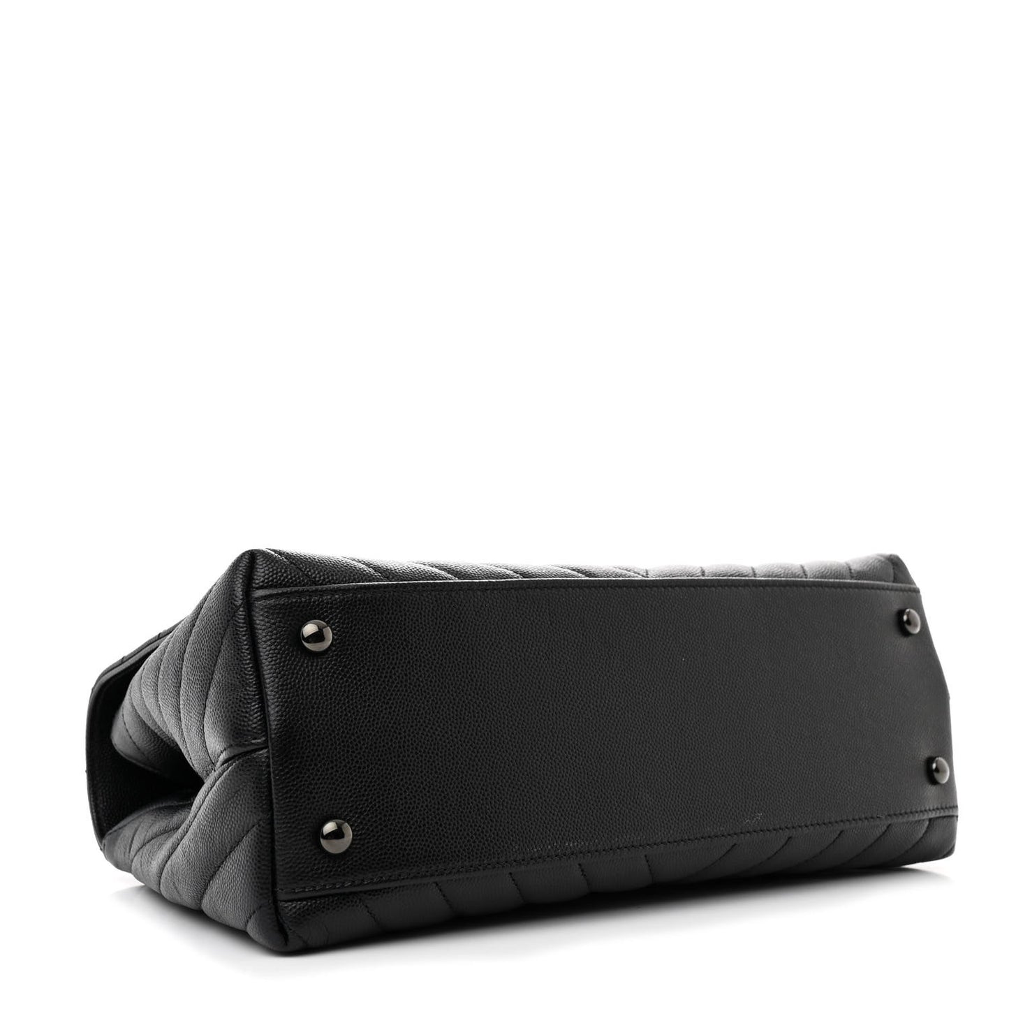 Caviar Chevron Quilted Small Coco Handle Flap So Black