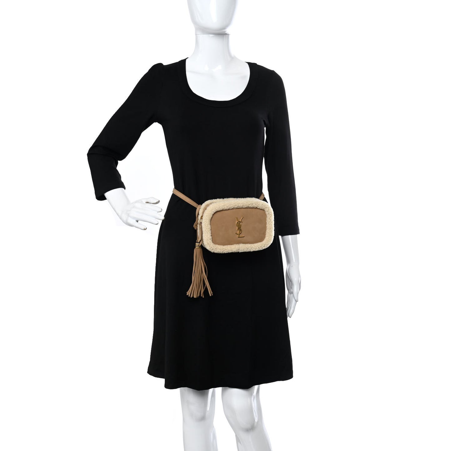 Suede Shearling Lou Belt Bag Natural Tan