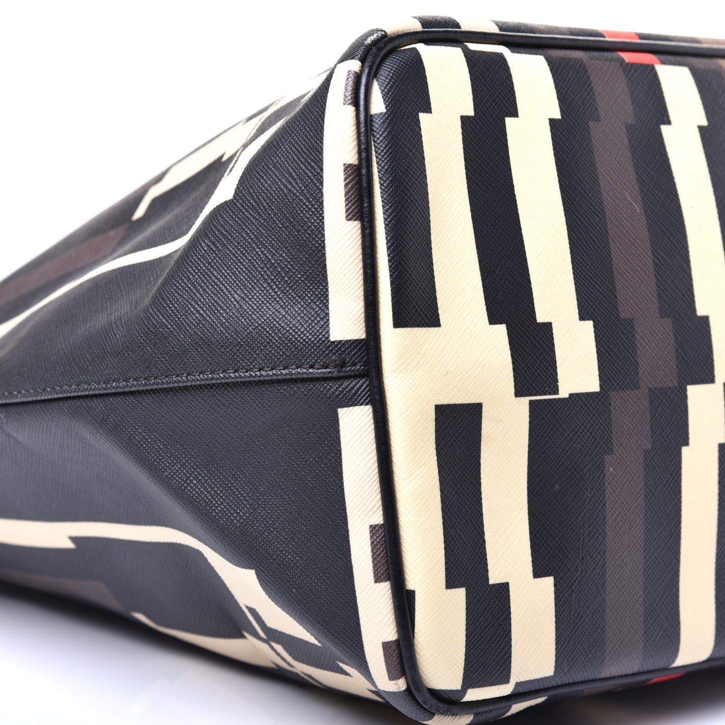 Textured Coated Canvas Print Large Antigona Tote Black