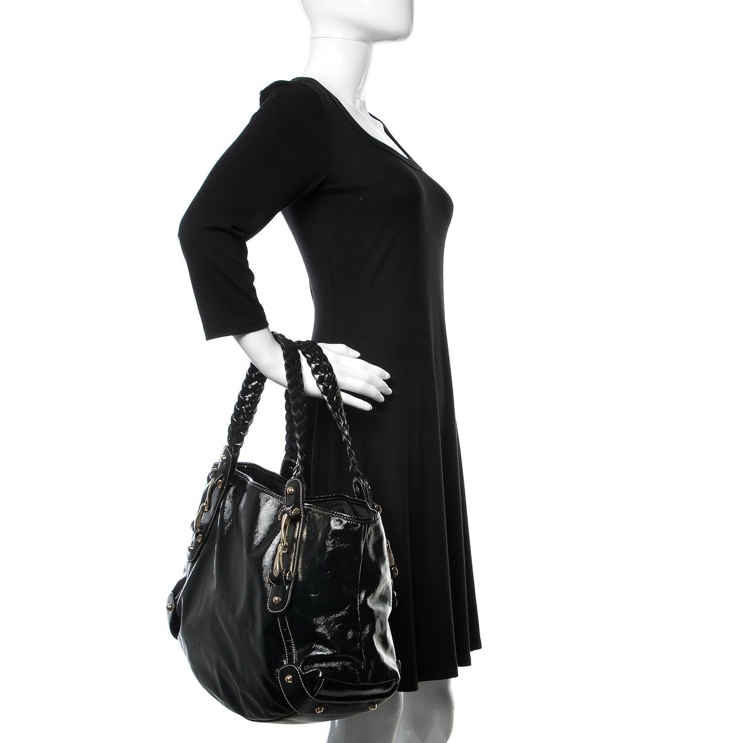 Patent Medium Pelham Shoulder Bag Black