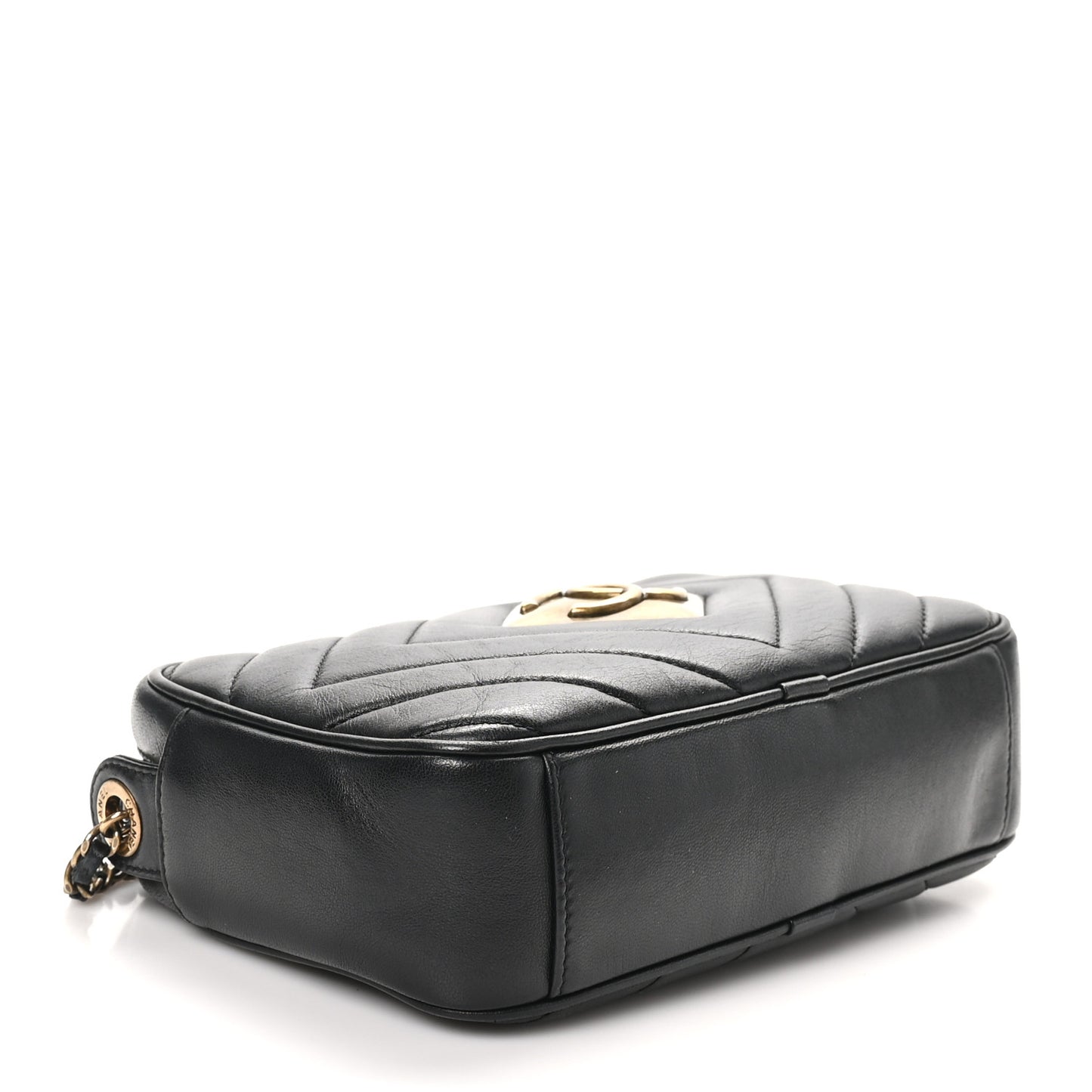 Lambskin Chevron Quilted Pyramid CC Camera Case Black