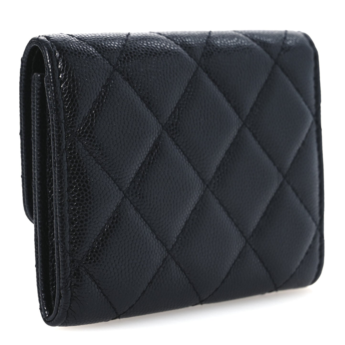Caviar Quilted Flap Card Holder So Black