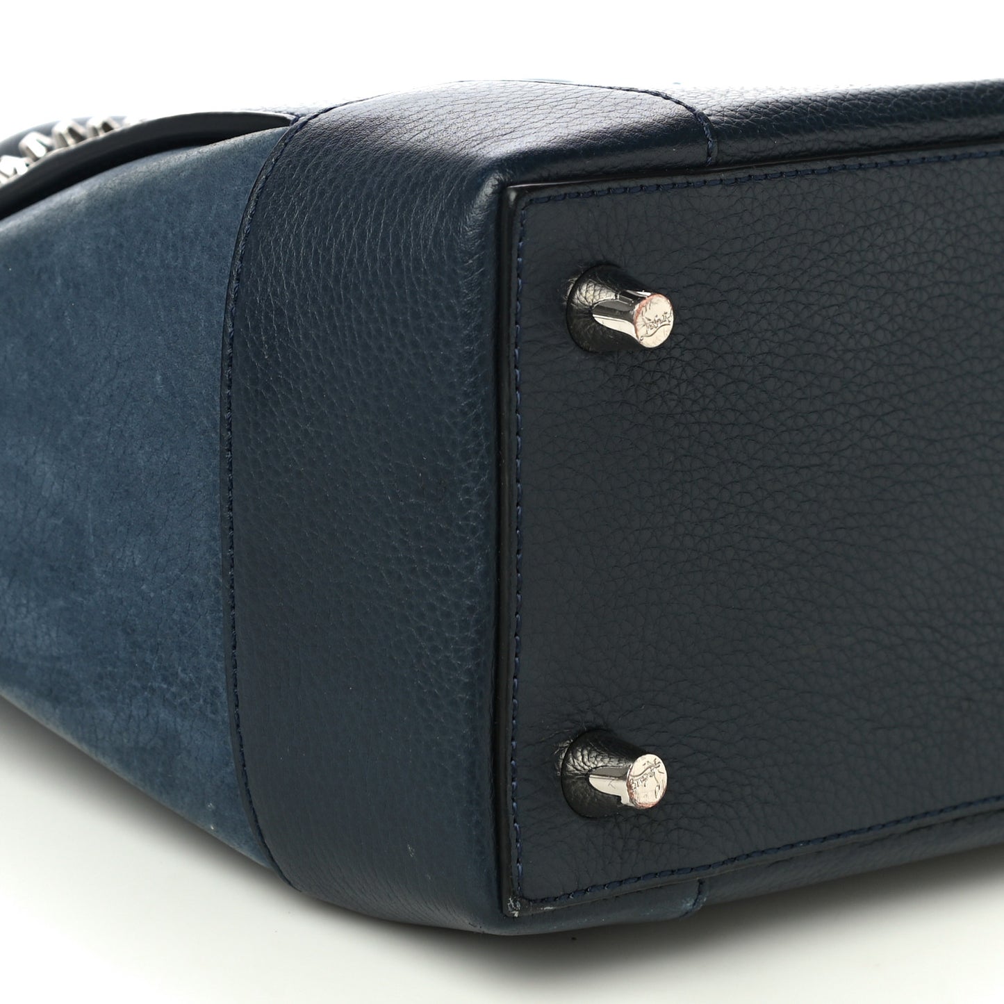 Suede Grained Calfskin Studded Small Eloise Tote Navy Blue