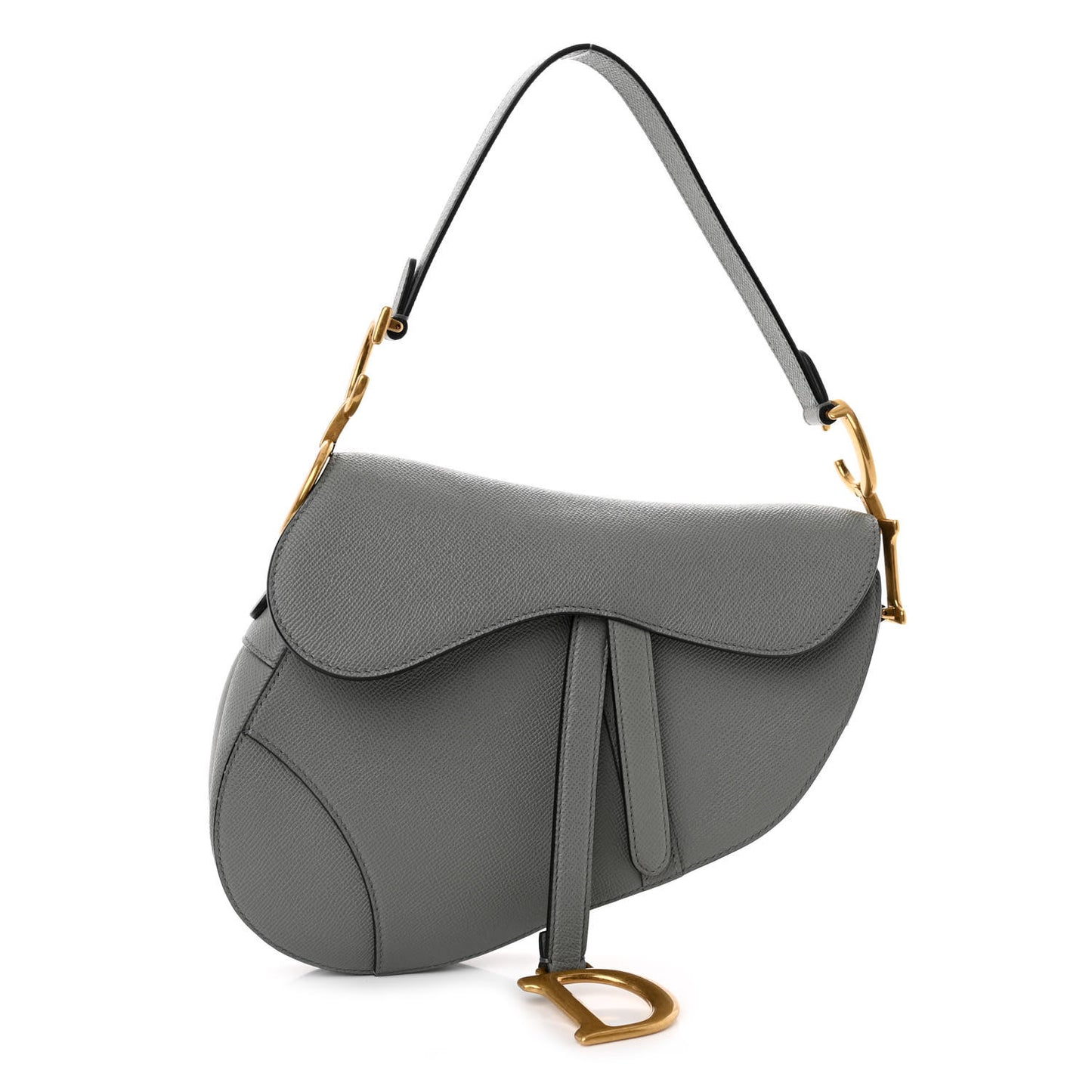 Grained Calfskin Saddle Bag Grey
