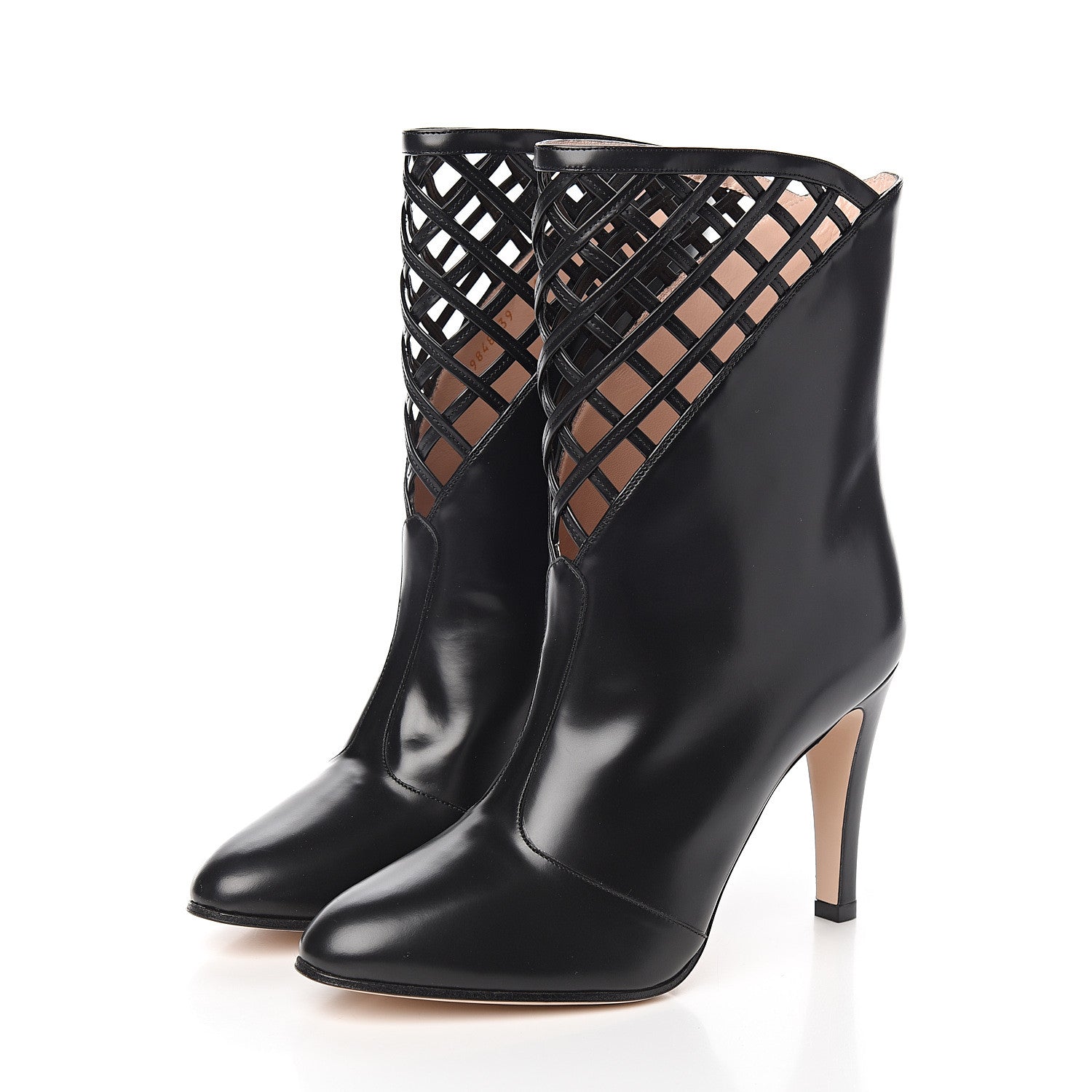 Gucci Plume Calfskin Damir Lattice Cutout Boots 39 Black 3 of 10