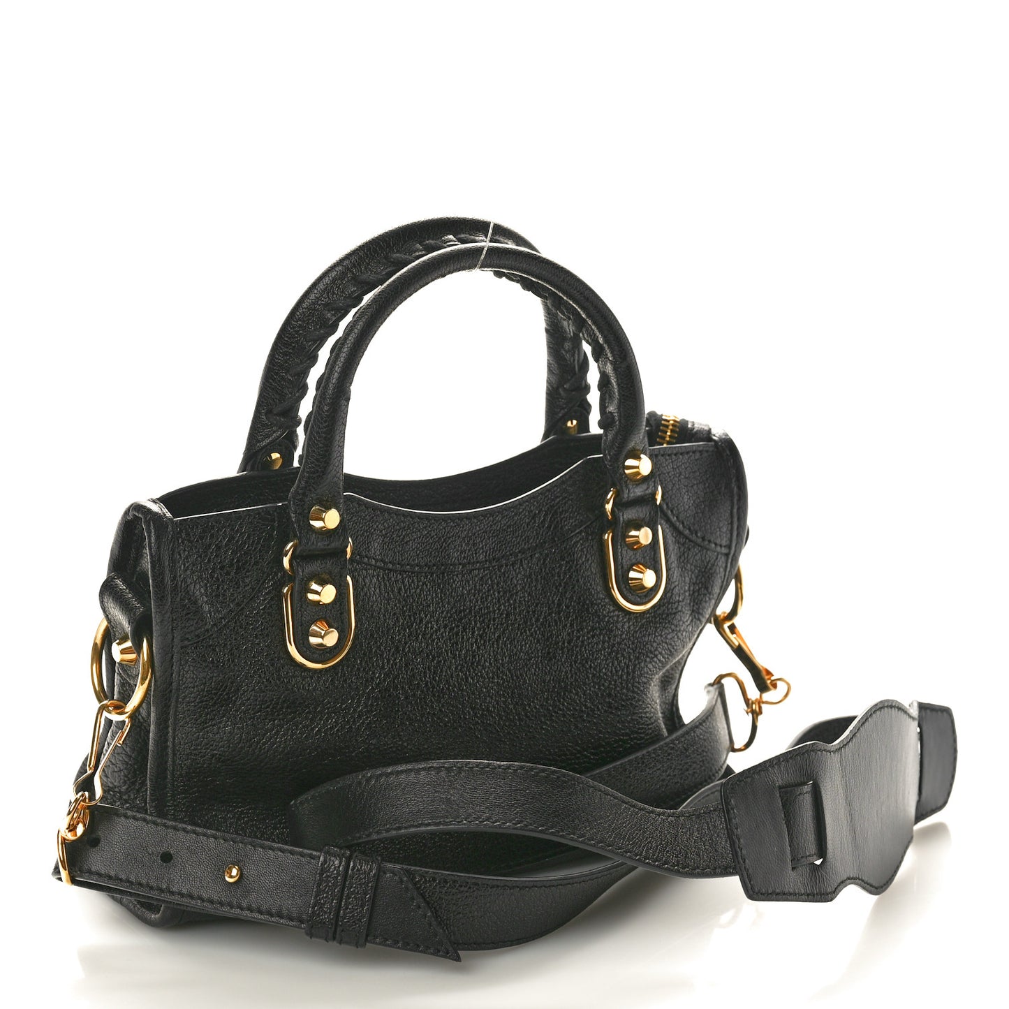 Chevre Gold Metallic Edge Hardware Mini City Black