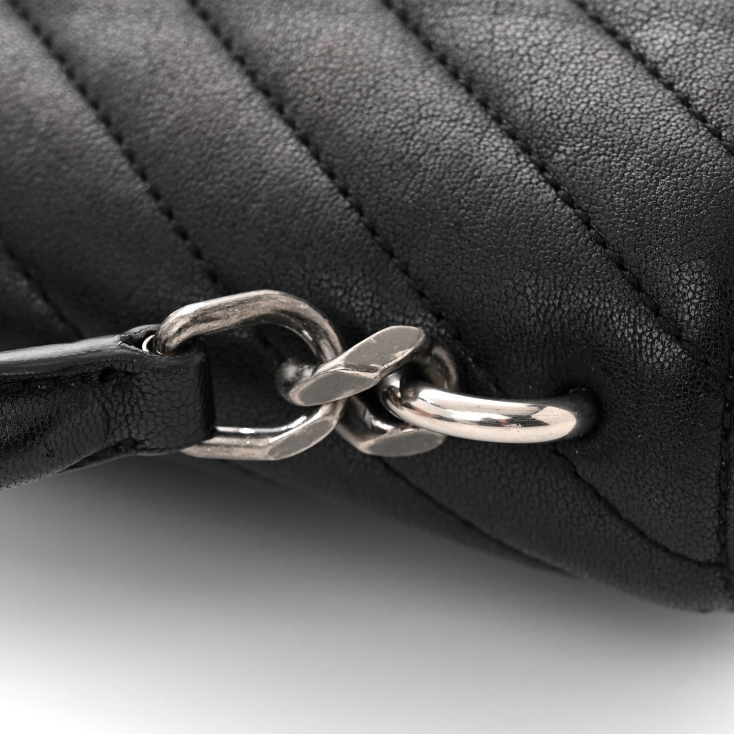 Sheepskin Matelasse Chevron Monogram Medium College Bag Black