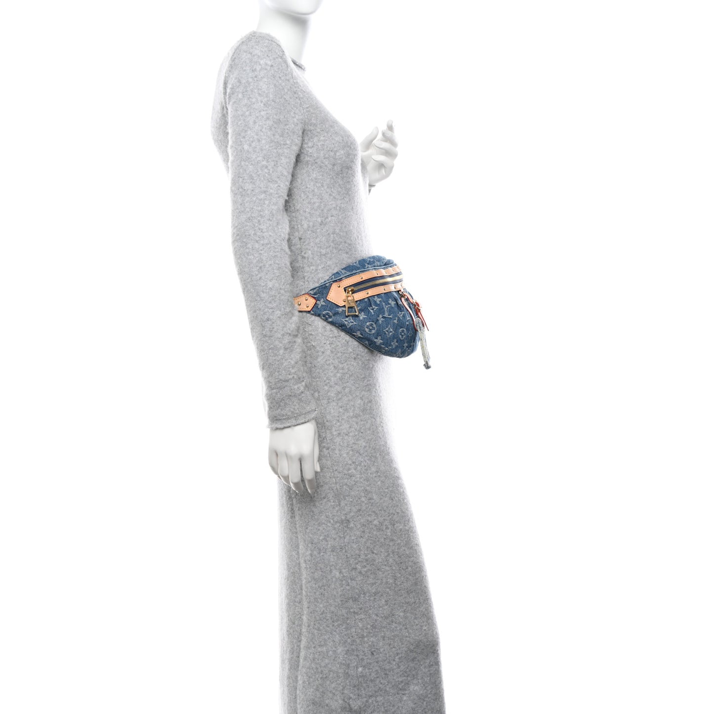 Monogram Denim High Rise Bumbag Blue