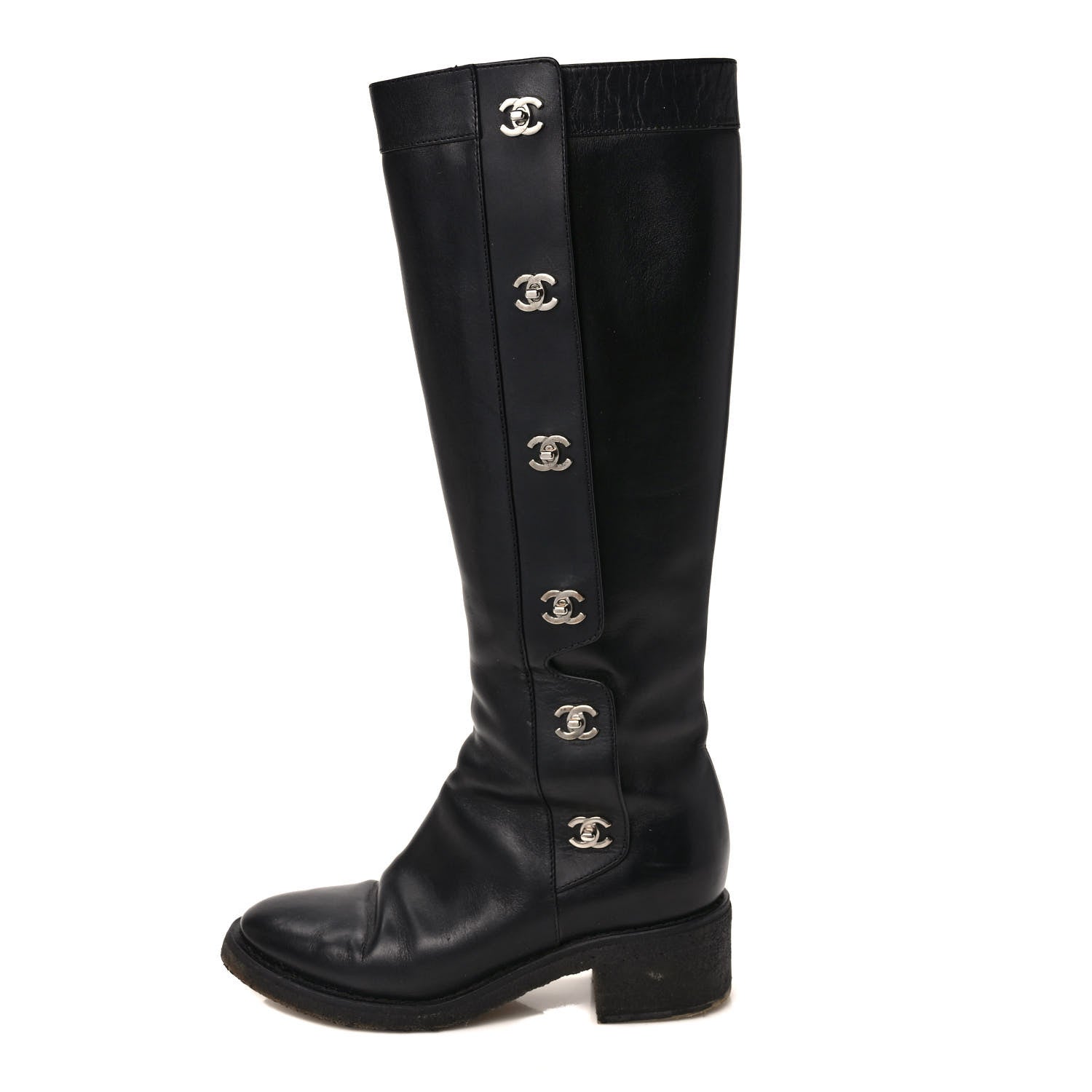 Chanel Calfskin CC Turnlock High Boots 38 Black 1348881 – FASHIONPHILE