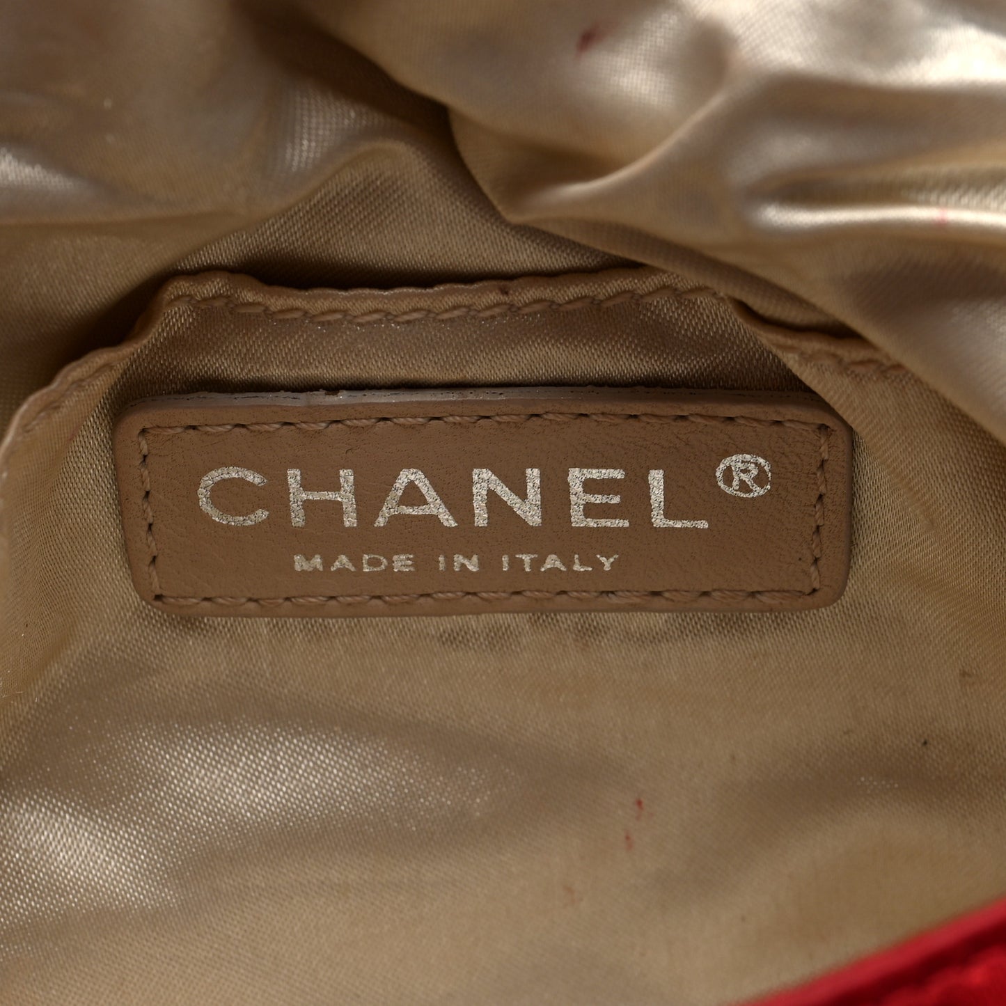 Satin Quilted Half Moon Clutch Red