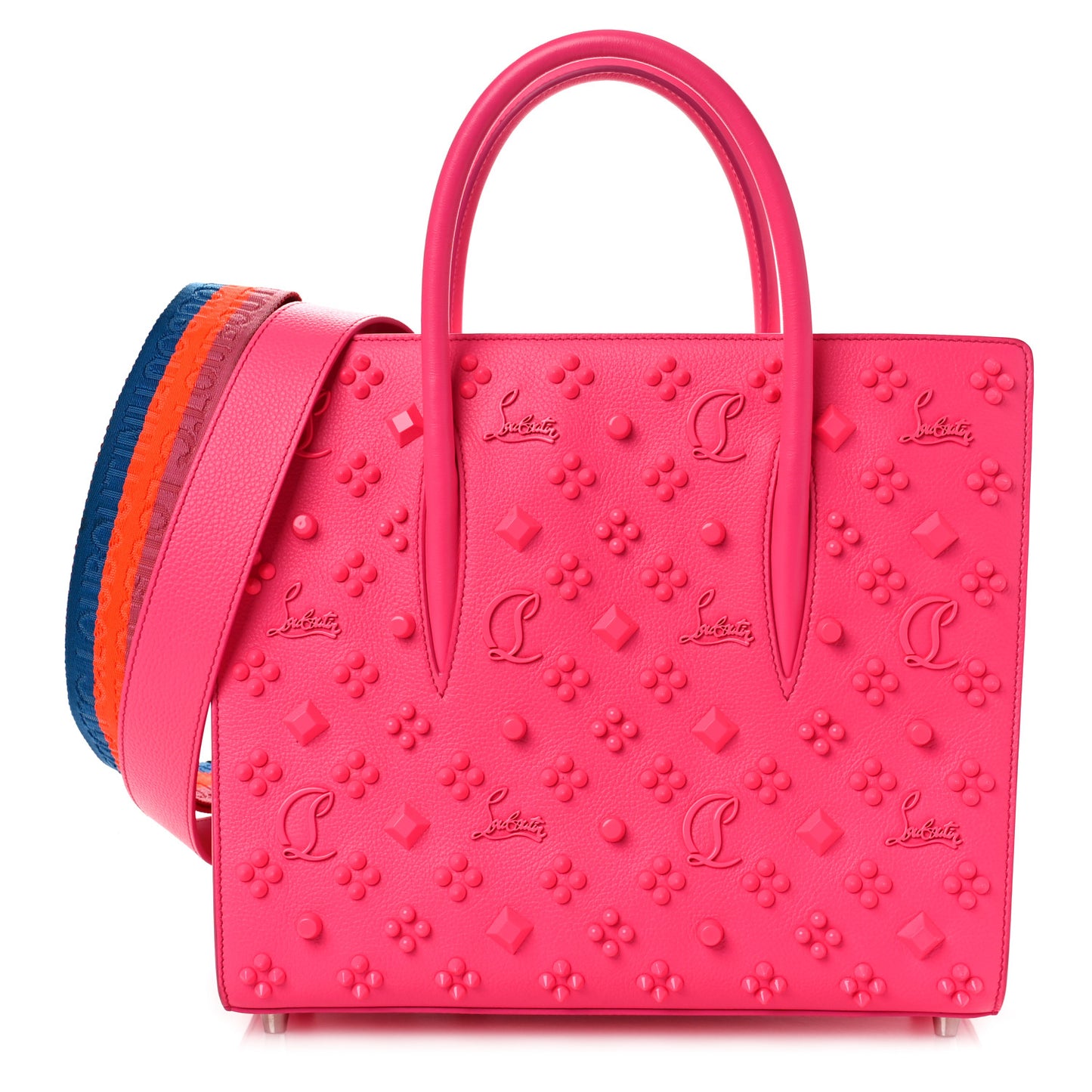 Calfskin Spikes Loubinthesky Medium Paloma Fuchsia