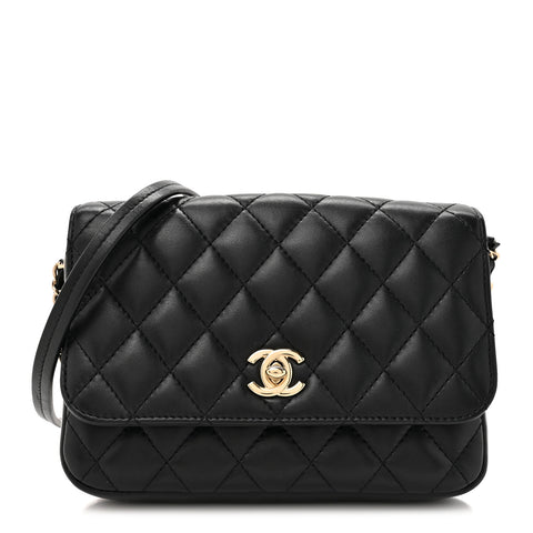 Lambskin Quilted Side Packs Black