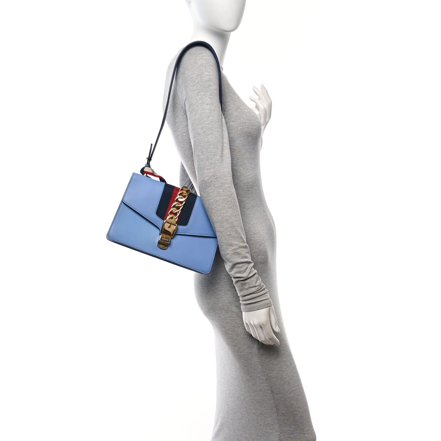 Calfskin Small Sylvie Shoulder Bag Clear Sky Blue